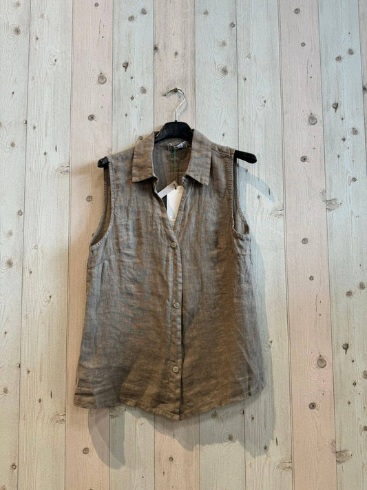 REF 83521 SLEEVELESS SHIRT 100% LINEN: Mole