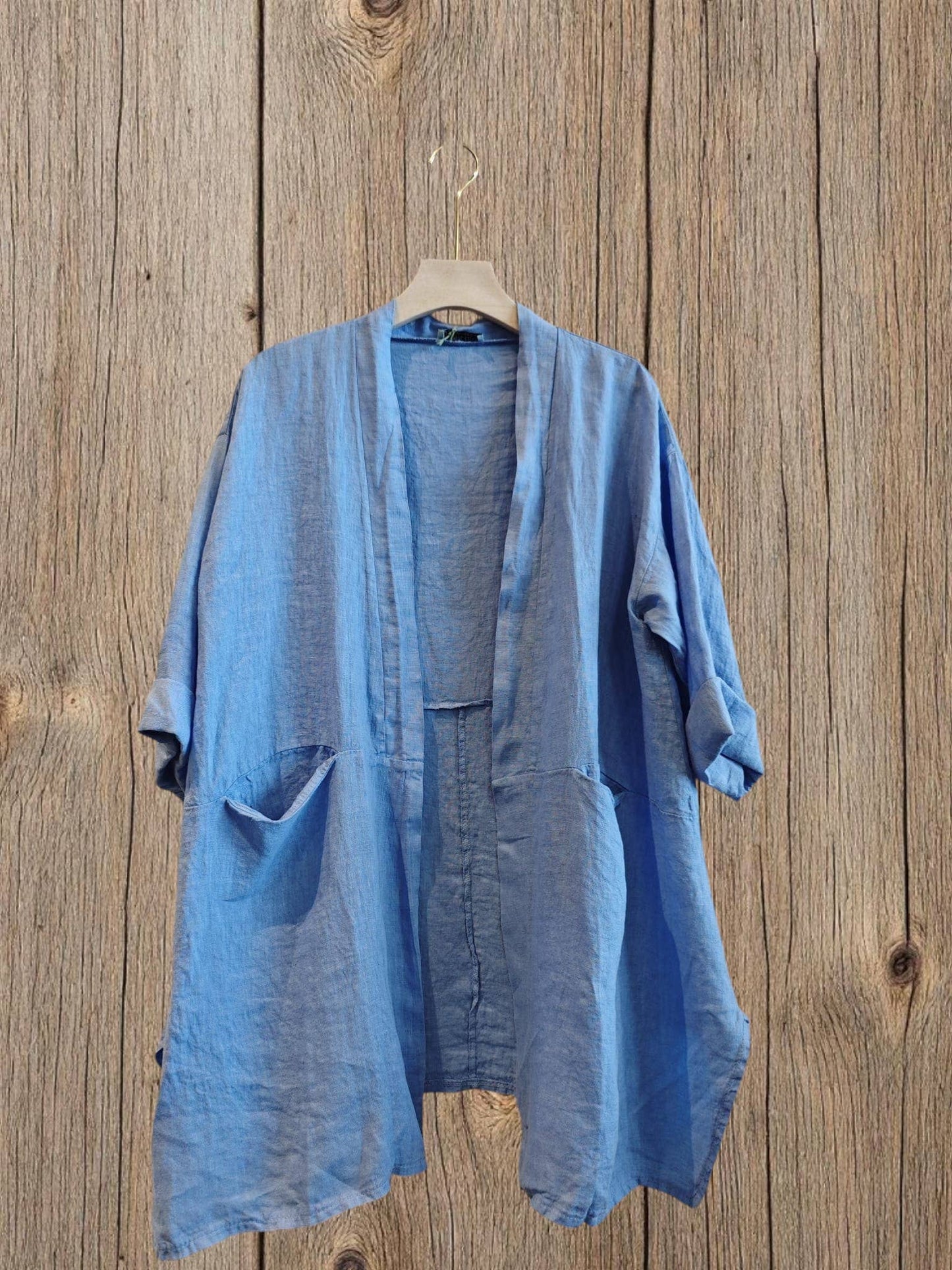 Ref-13617 CARDIGAN 100% LINEN: Rose