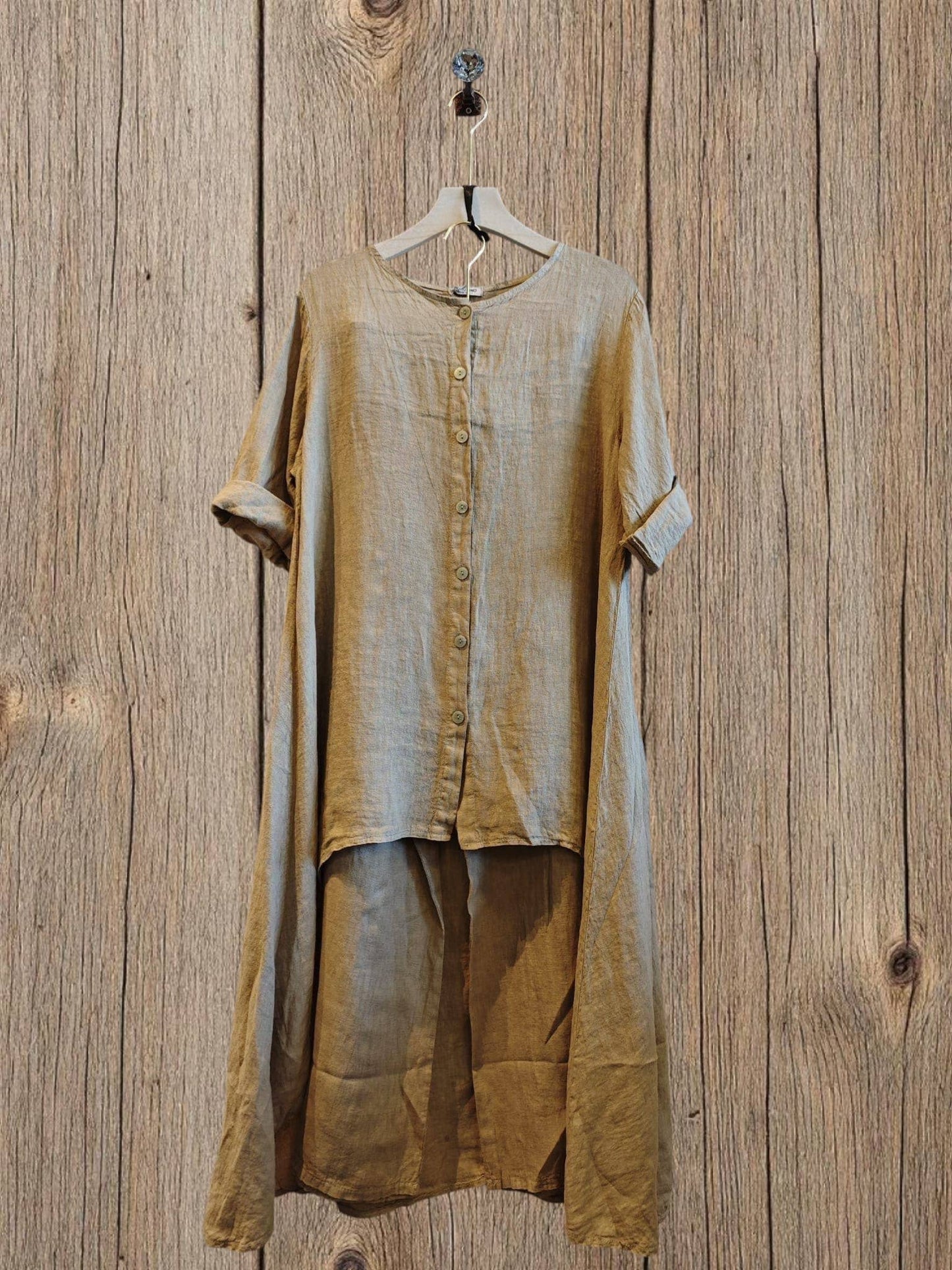 Ref-17261 BLOUSE AND PANTS SET 100% LINEN: PISTACHIO