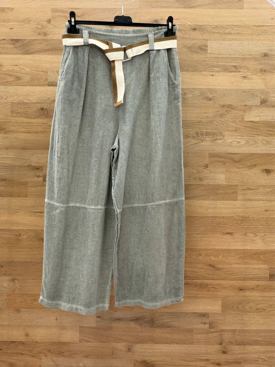 Pants with belt 100% cotton: Blanco