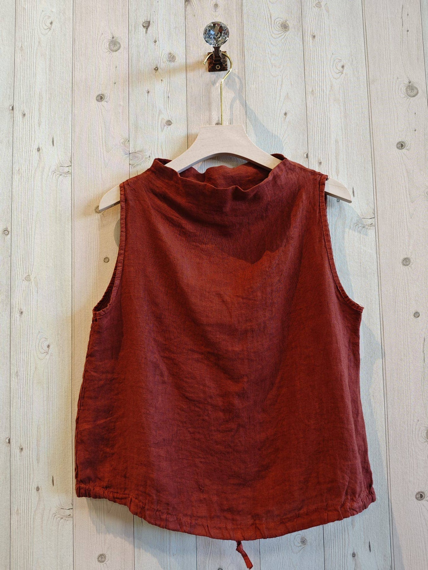 Ref-5189 SLEEVELESS BLOUSE 100% LINEN: BEIGE