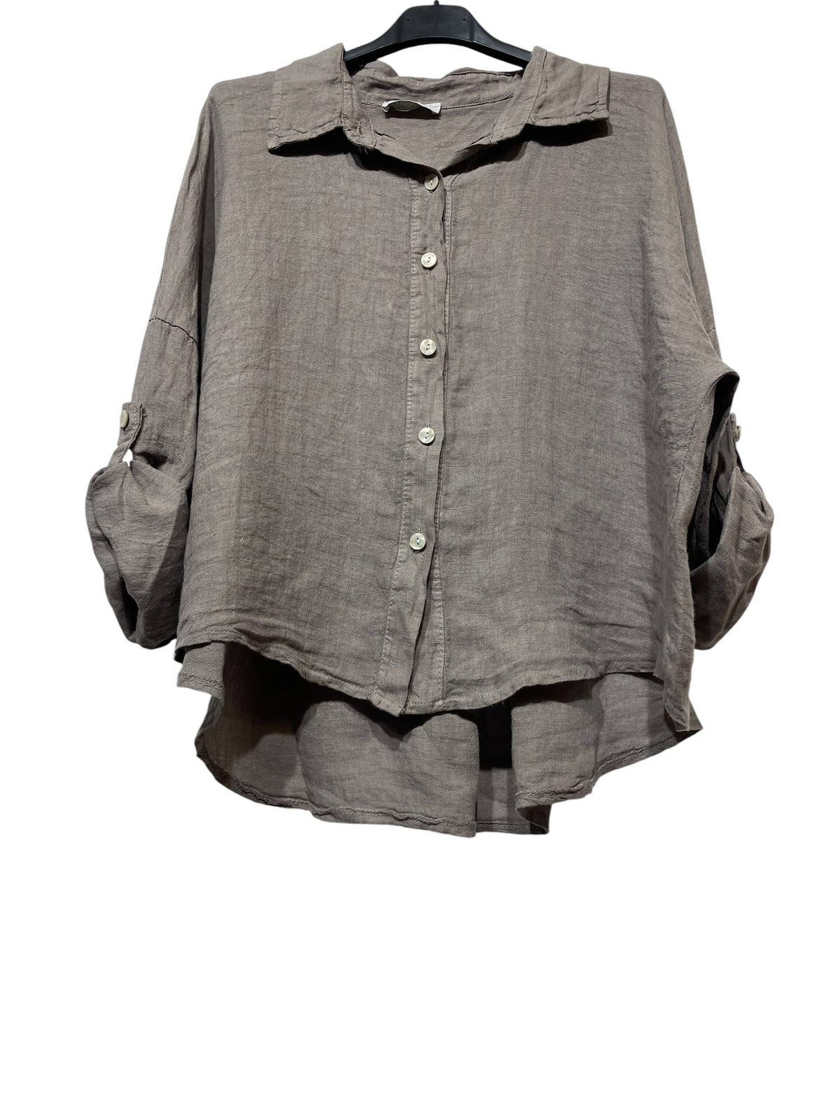 60832 OVERSIZED-CUT LINEN SHIRT: CAMEL