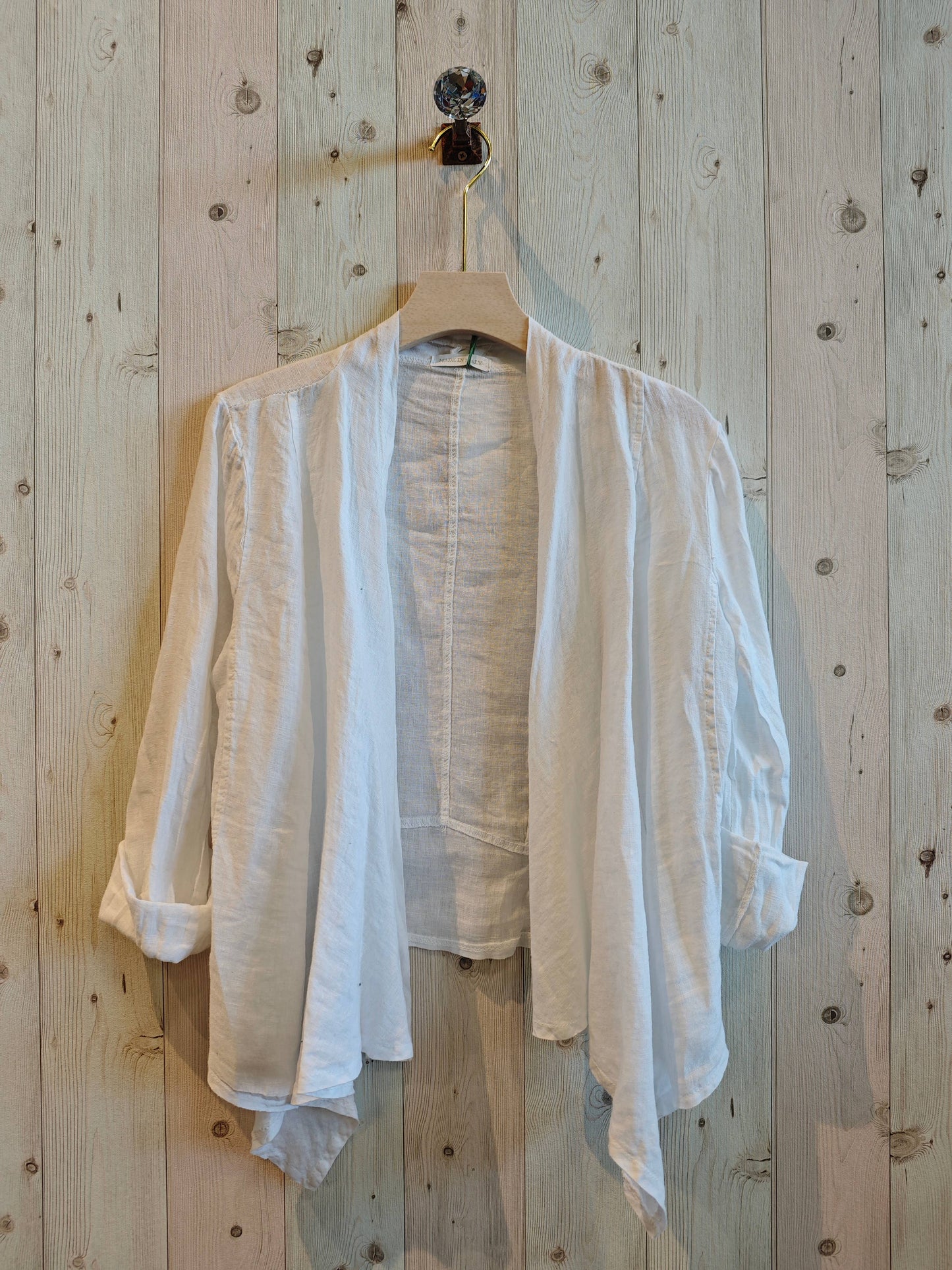Ref-192 SHORT CARDIGAN 100% LINEN: Black