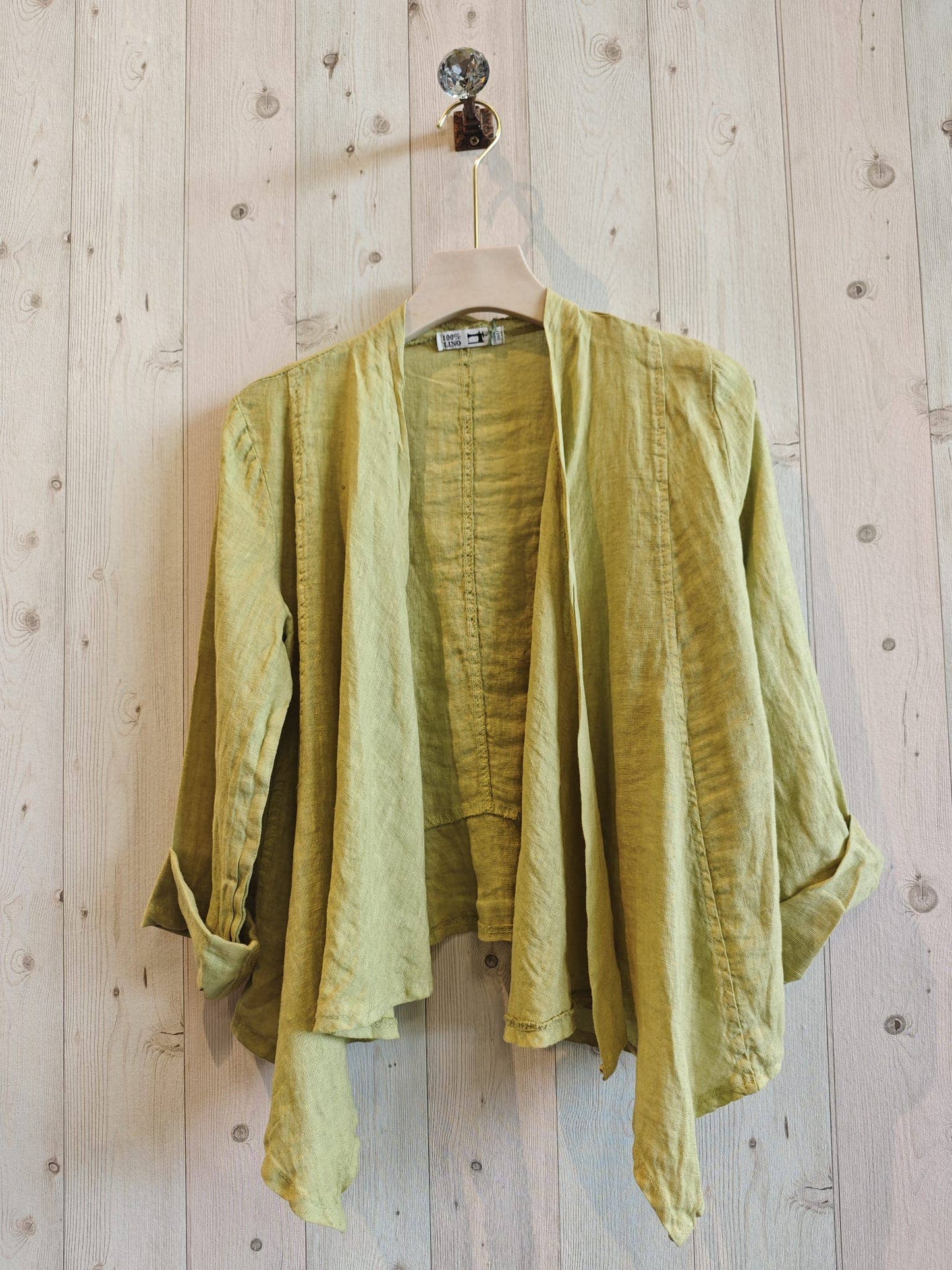 Ref-192 SHORT CARDIGAN 100% LINEN: Black