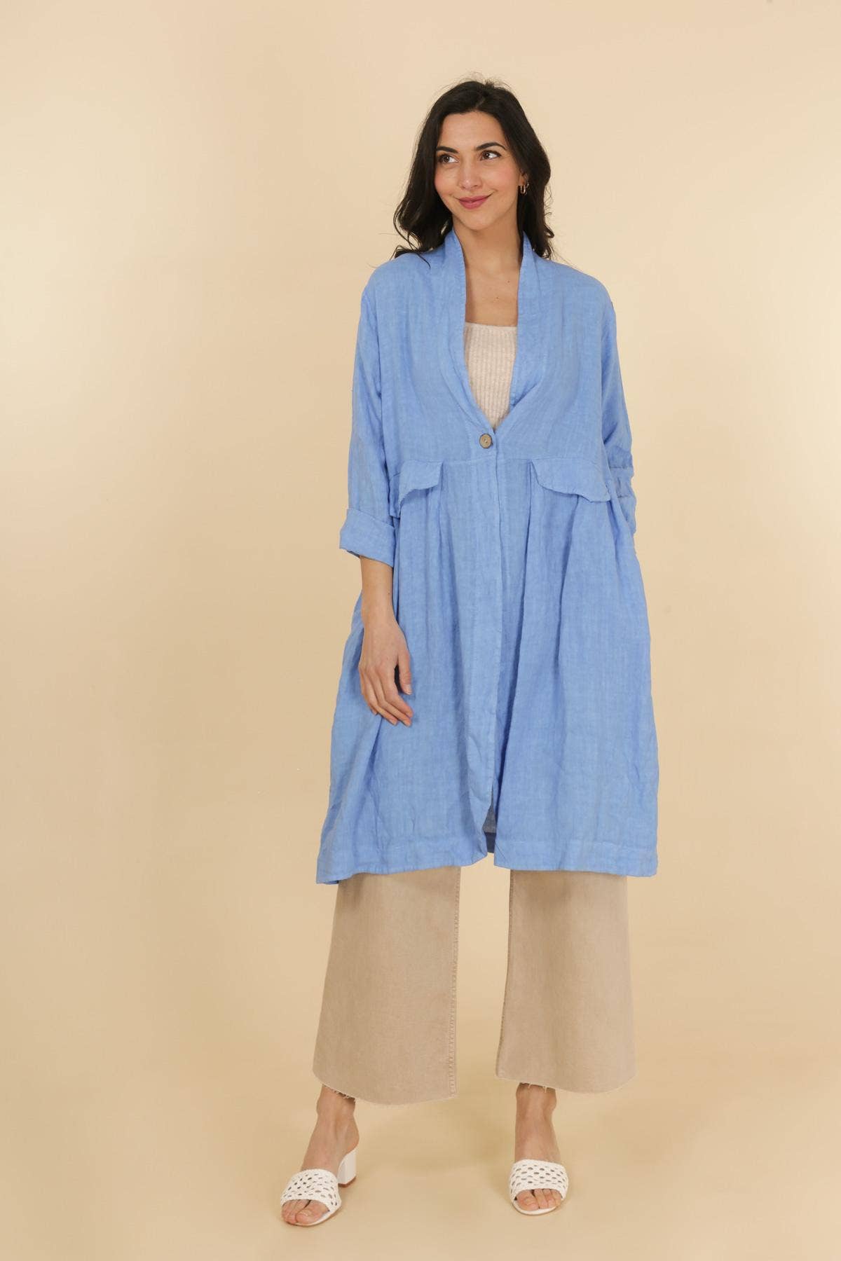 1142 SPRING SUMMER CLOTHING LINEN JACKET: CAMEL