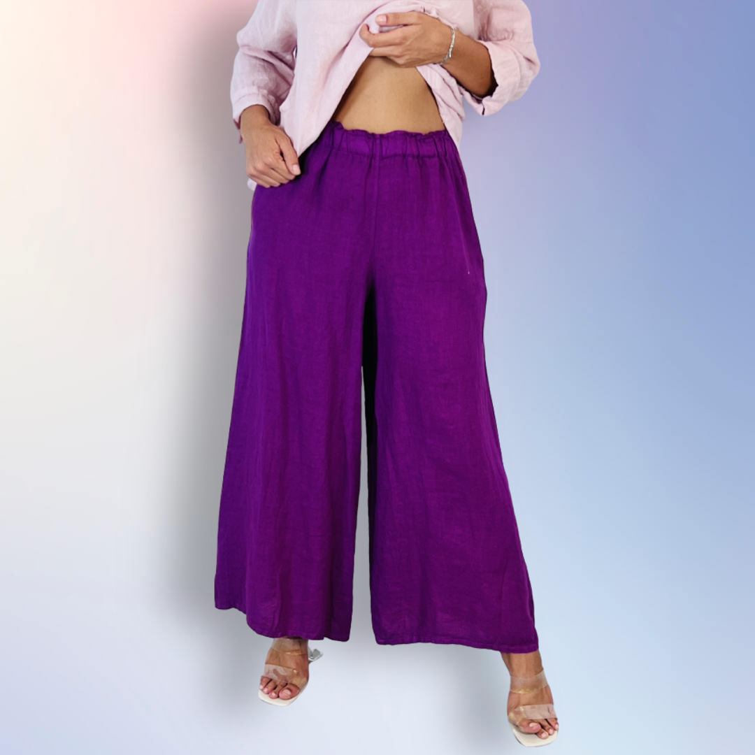 Ref-2342 100% LINEN PANTS: BLACK