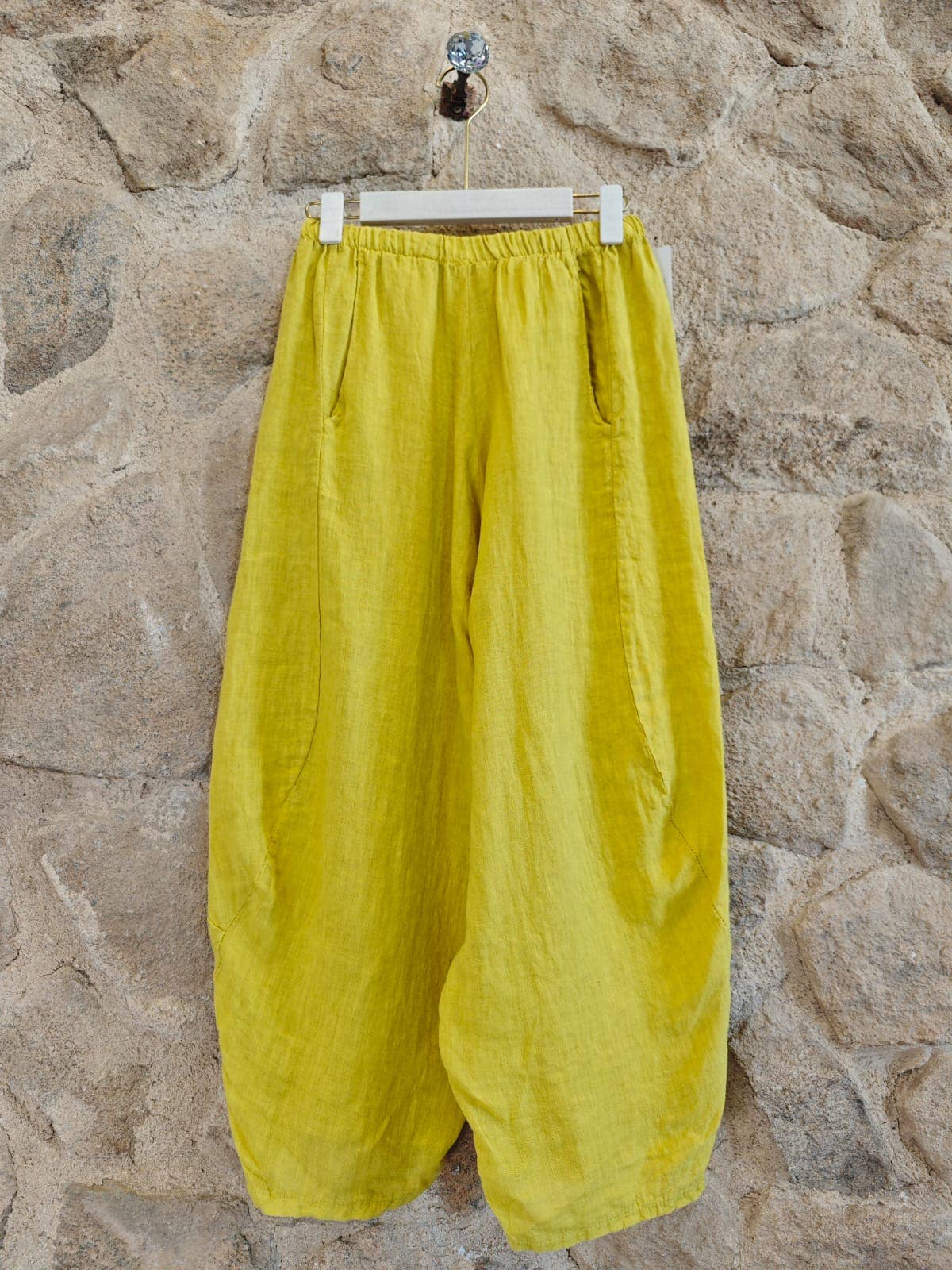 Ref-41482 BALLOON-STYLE PANTS 100% LINEN: Rosa