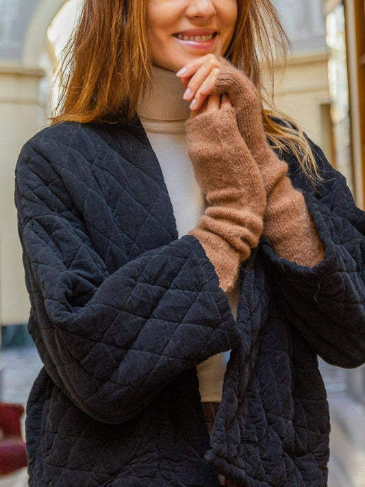 Baby alpaca long mittens 7393ML: Camel