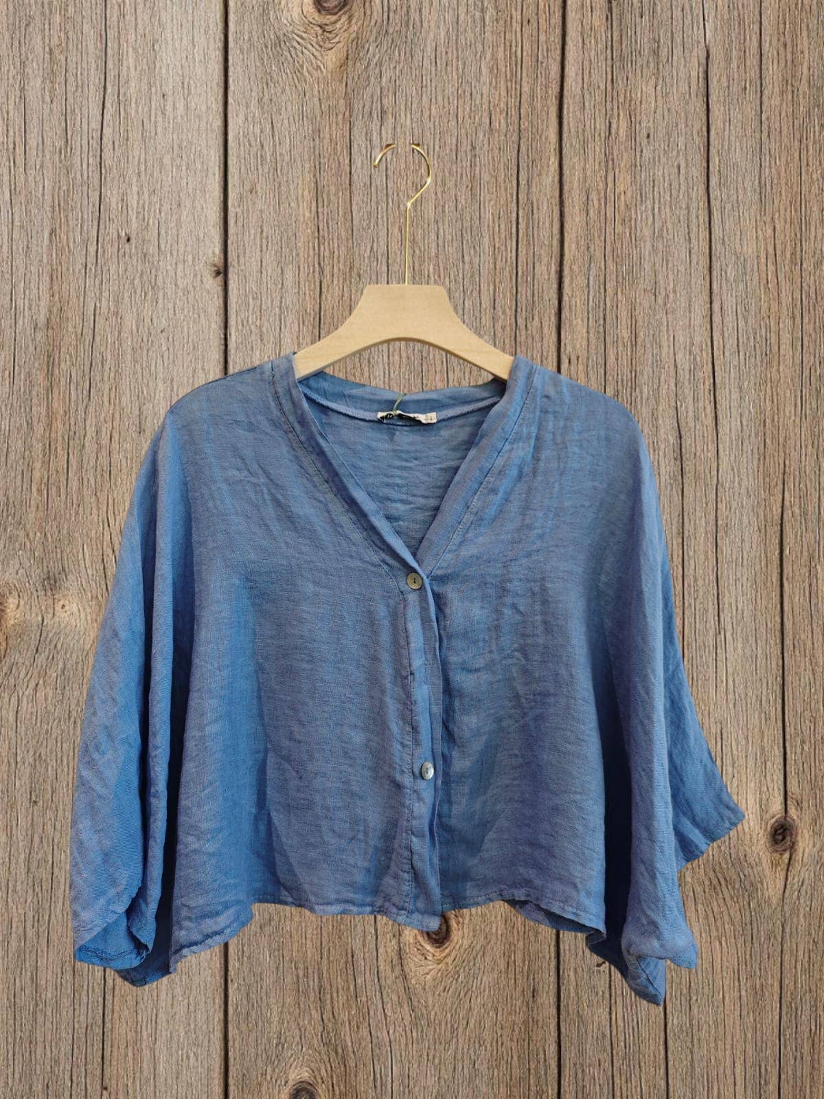 Ref-11870 SHORT LINEN BLOUSE 100%: Blank