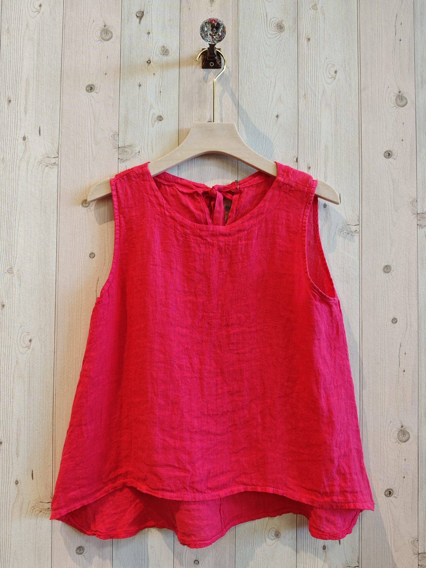 Ref-15763 100% LINEN SLEEVELESS T-SHIRT: Negro