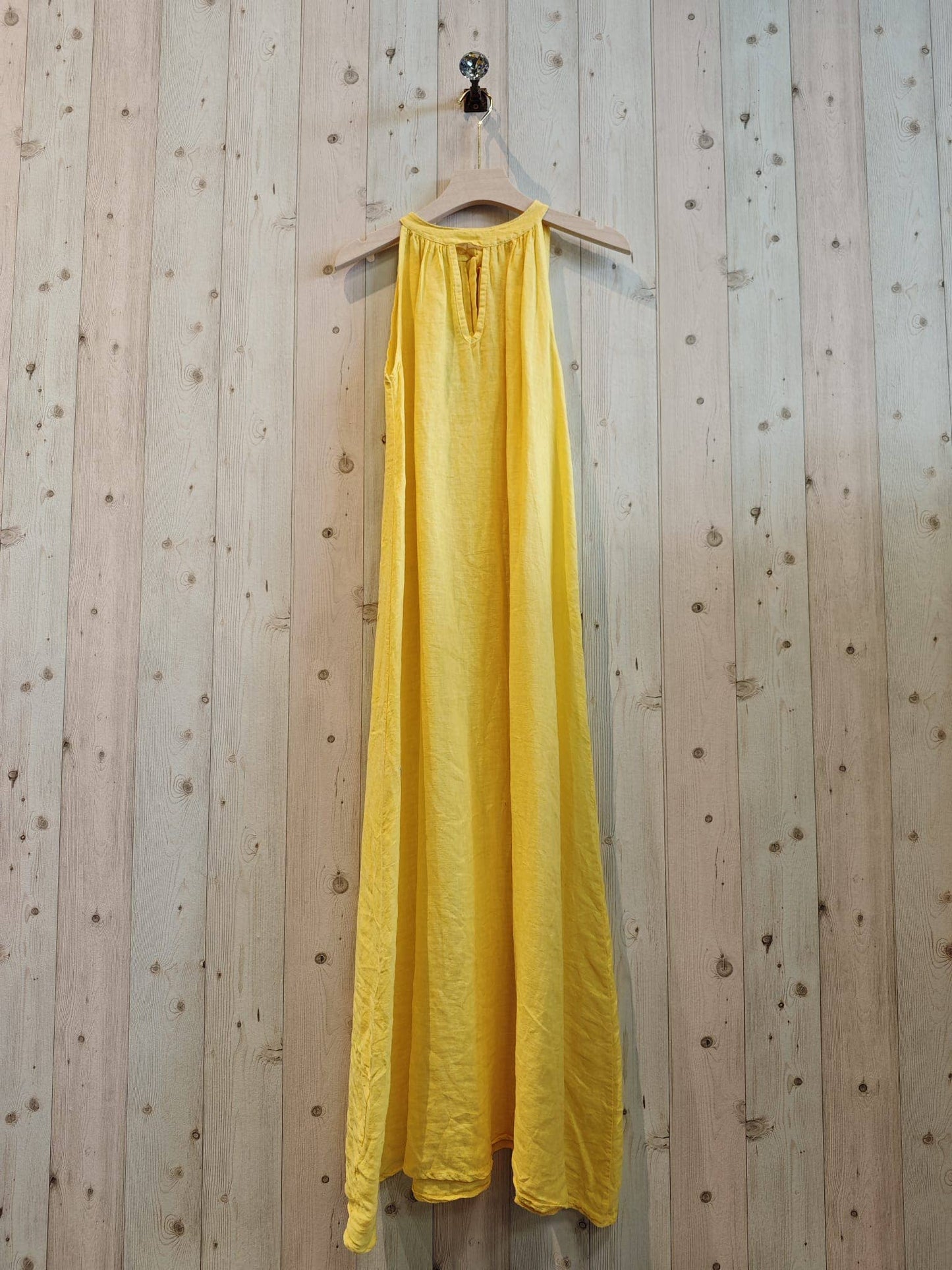 Ref-72330 DRESS WITH BACK BOW 100% LINEN: Caqui