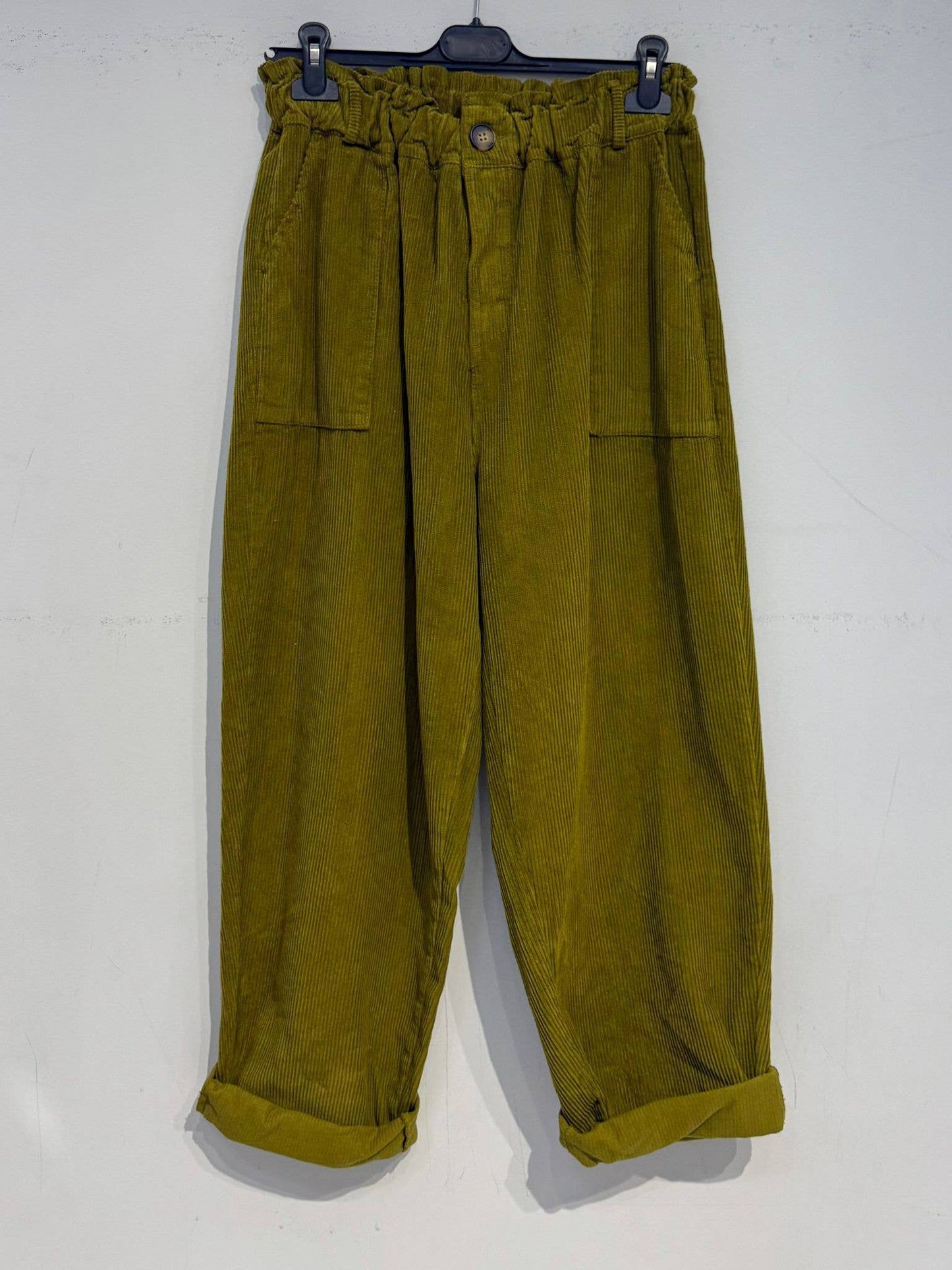 Corduroy pants with button 30513: Camel