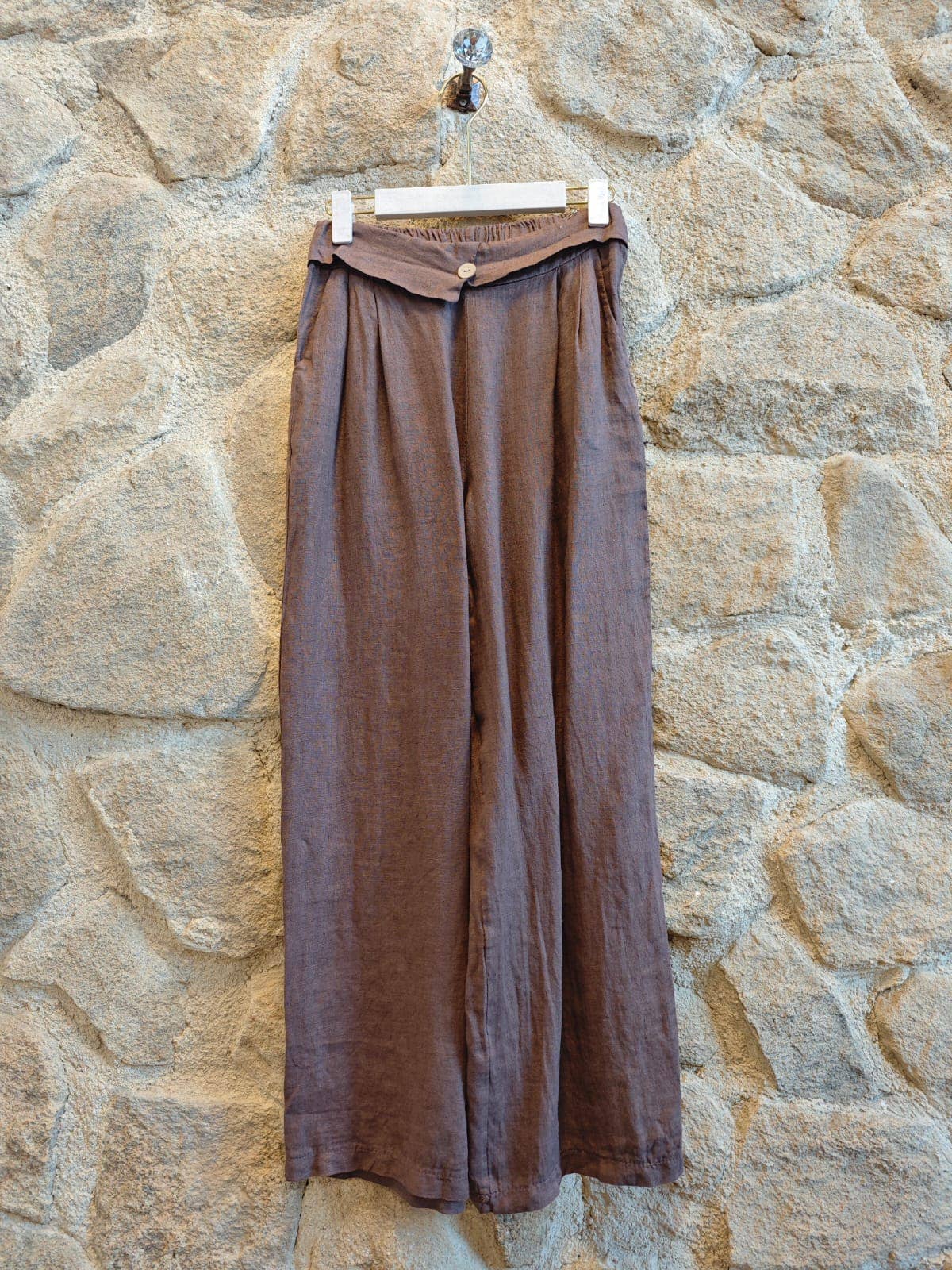 Ref-6578 100% LINEN PANTS WITH TWO POCKETS: Black