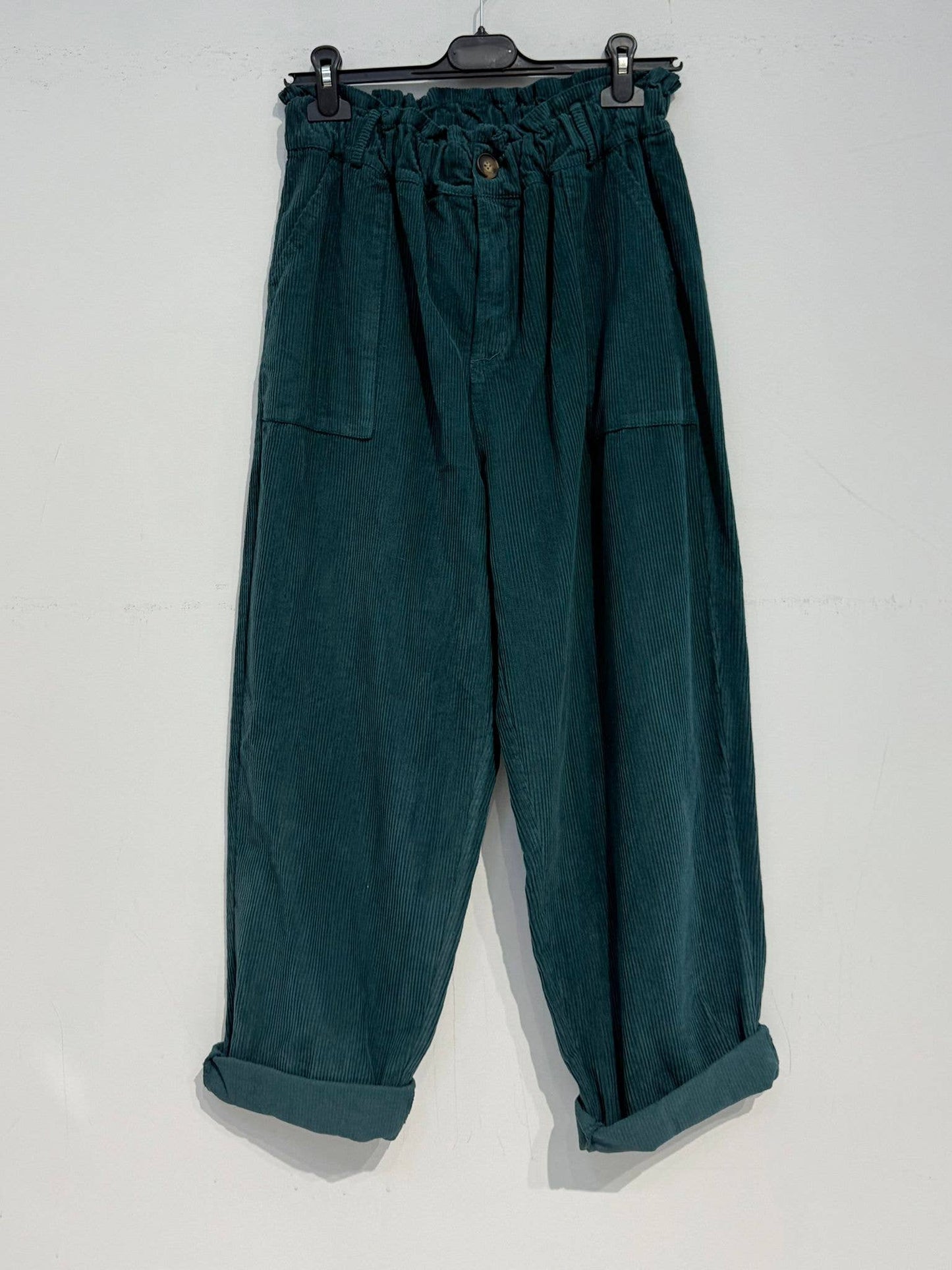 Corduroy pants with button 30513: Camel