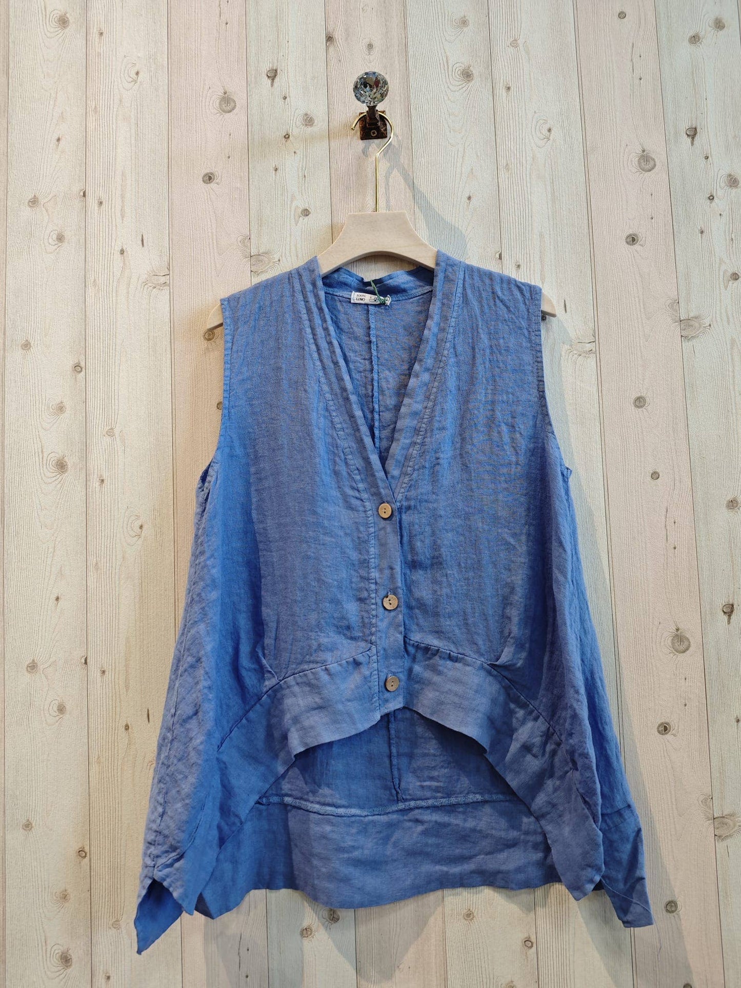 Ref-83679 SLEEVELESS BLOUSE 100% LINEN: Negro