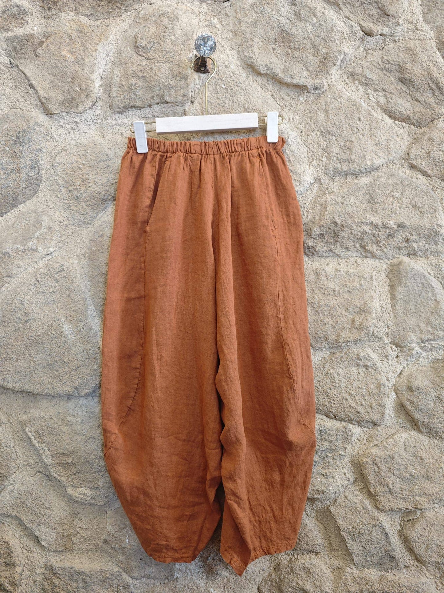 Ref-41482 BALLOON-STYLE PANTS 100% LINEN: Rosa