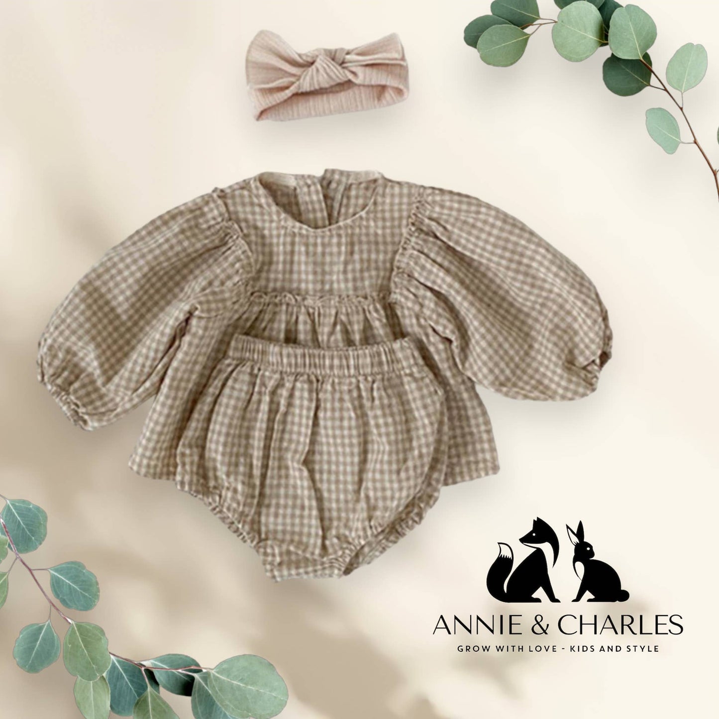 Annie & Charles® dress with panty set: Beige / 6-12 M