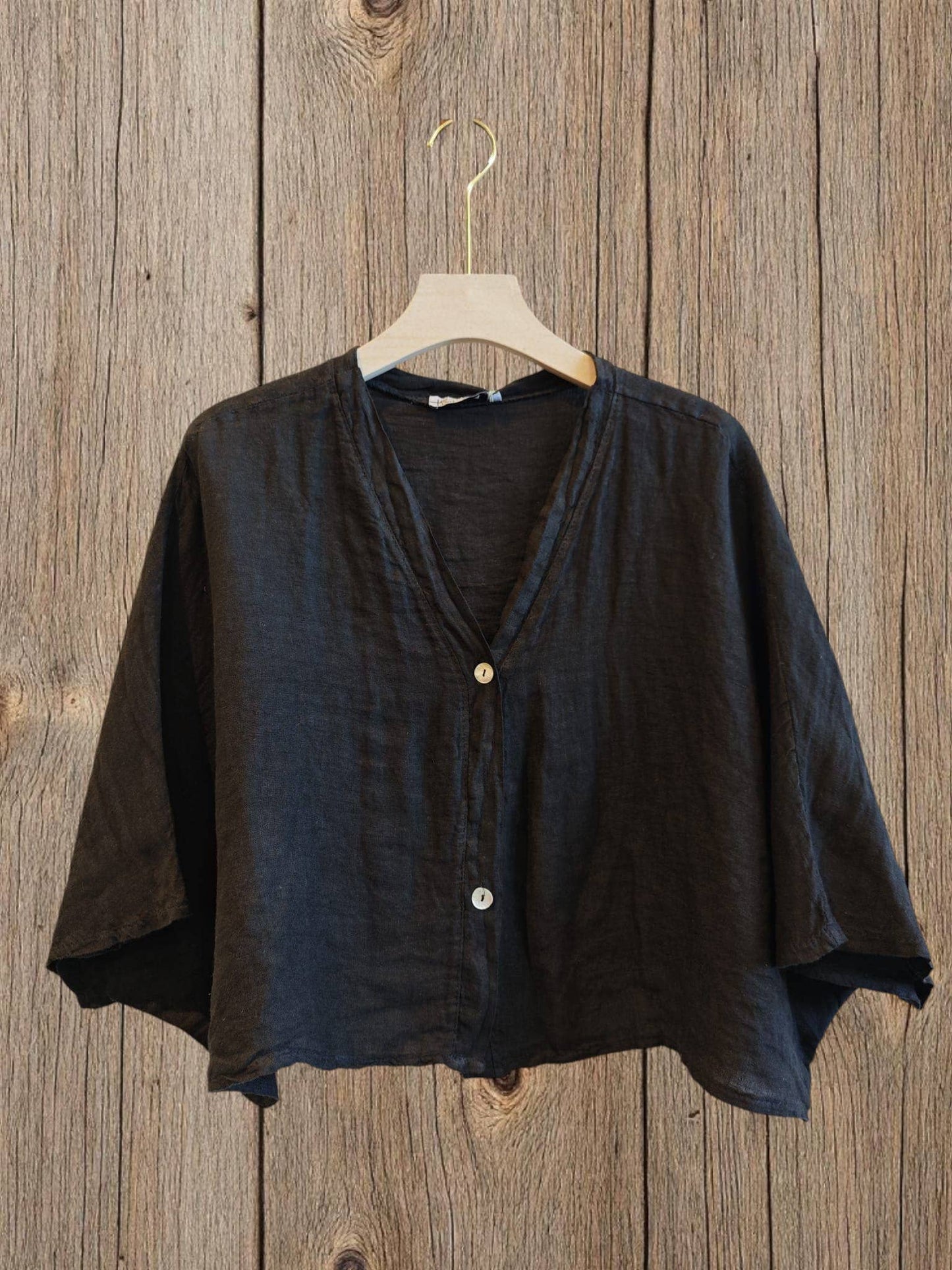 Ref-11870 SHORT LINEN BLOUSE 100%: Blank