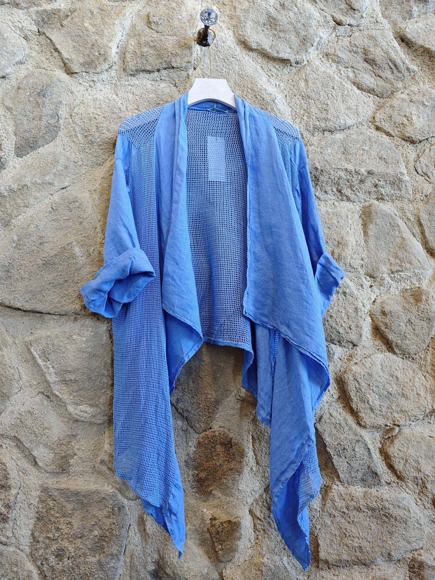 Ref-5283 SHORT CARDIGAN 100% LINEN: Khaki