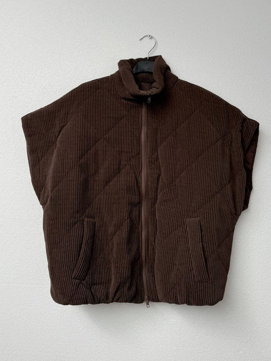 Quilted jacket in corduroy 01258: Chocolate