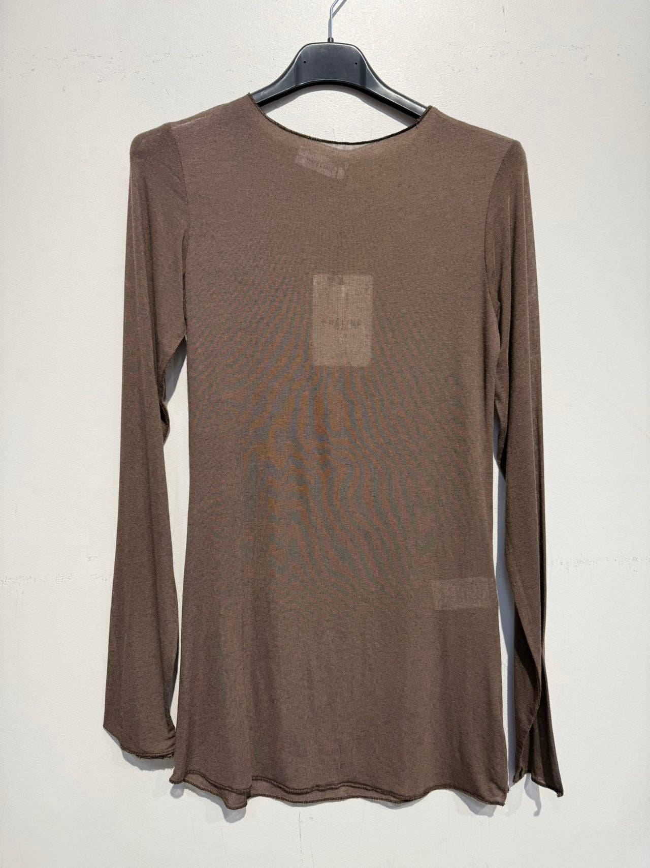 Cashmere round neck long sleeve t-shirt 08886: Chocolate