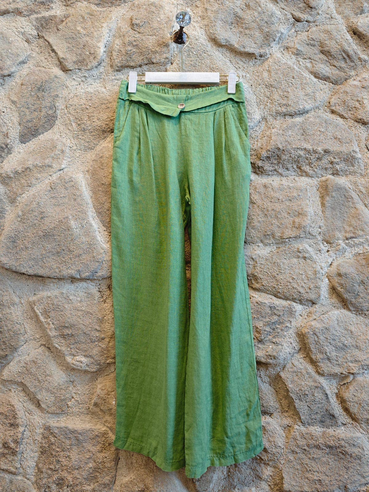 Ref-6578 100% LINEN PANTS WITH TWO POCKETS: Black
