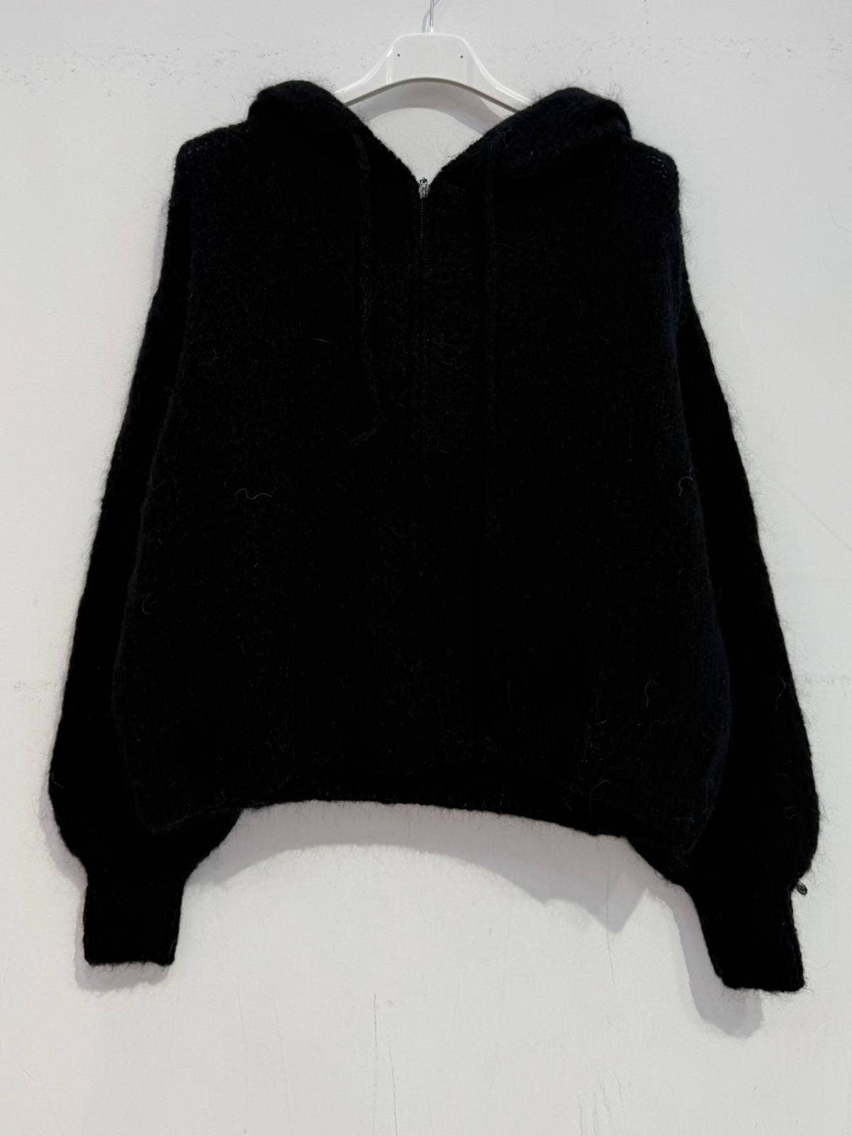 Kid mohair hooded cardigan 7631: Chocolate