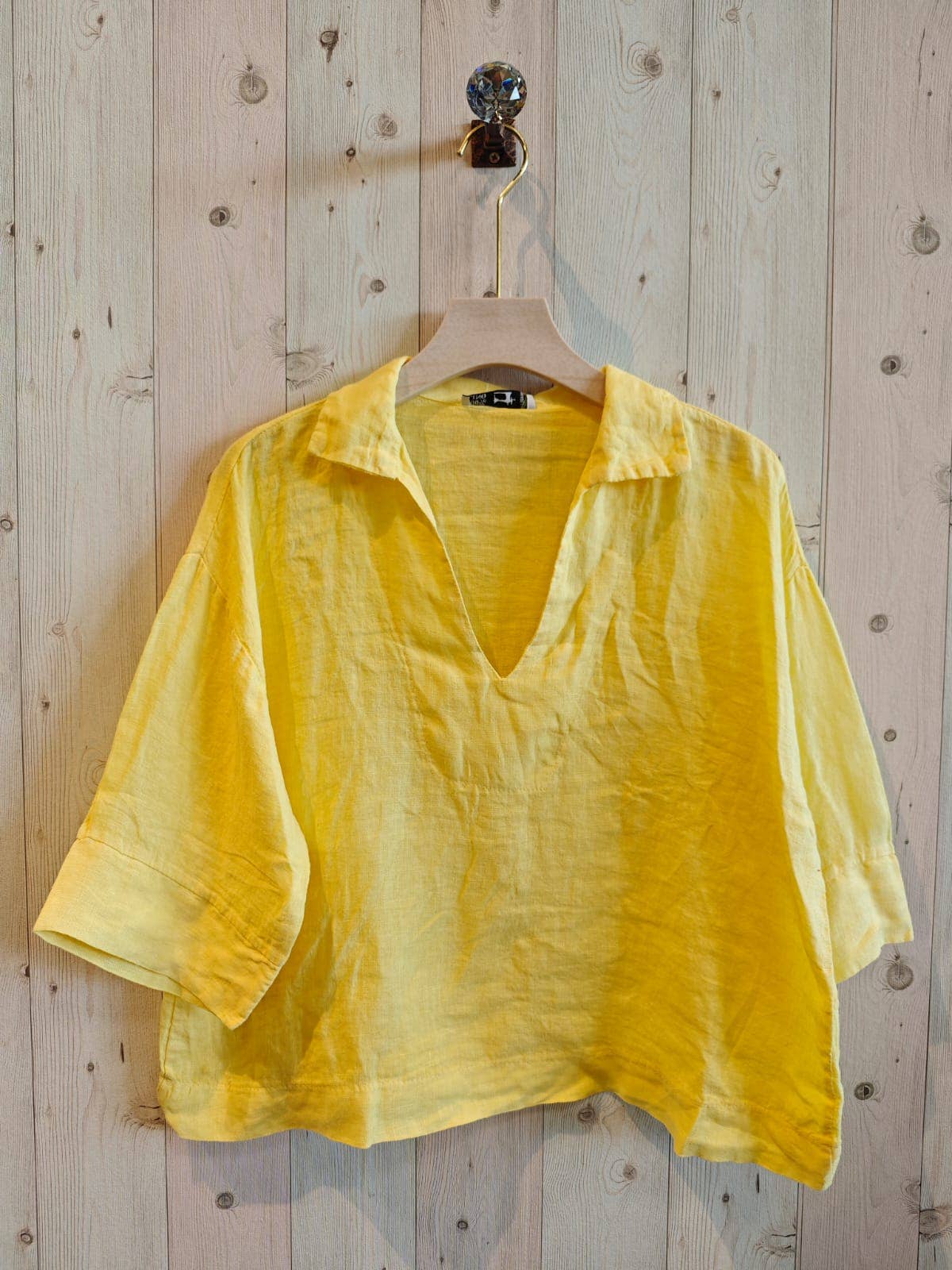 REF 12104 BLOUSE SHIRT COLLAR 100% LINEN: Blank
