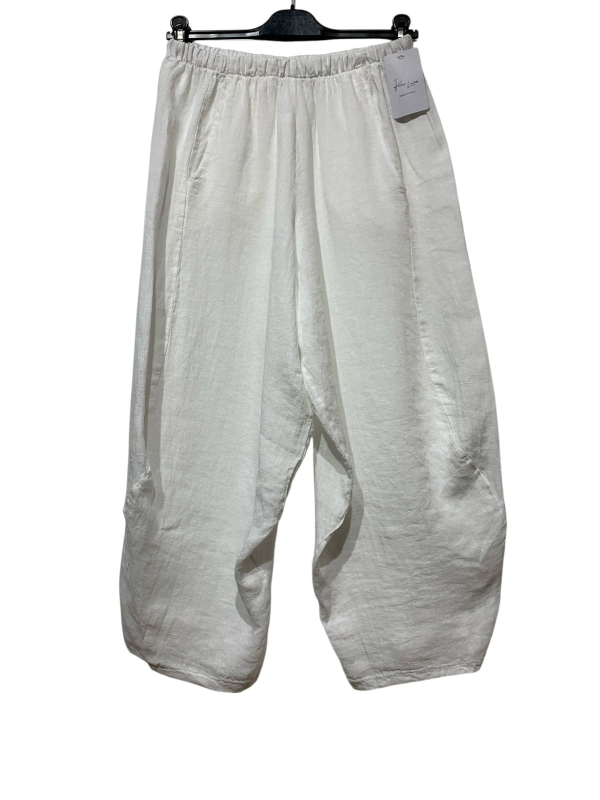 8414 LINEN PANTS WITH POCKETS, OVERSIZED FIT, BEST SELLER: TAUPE