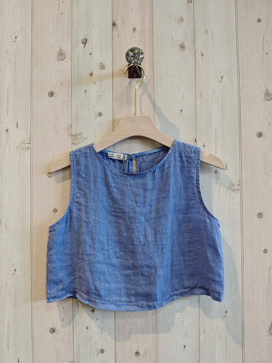 REF 33204 100% LINEN TOP: Blue