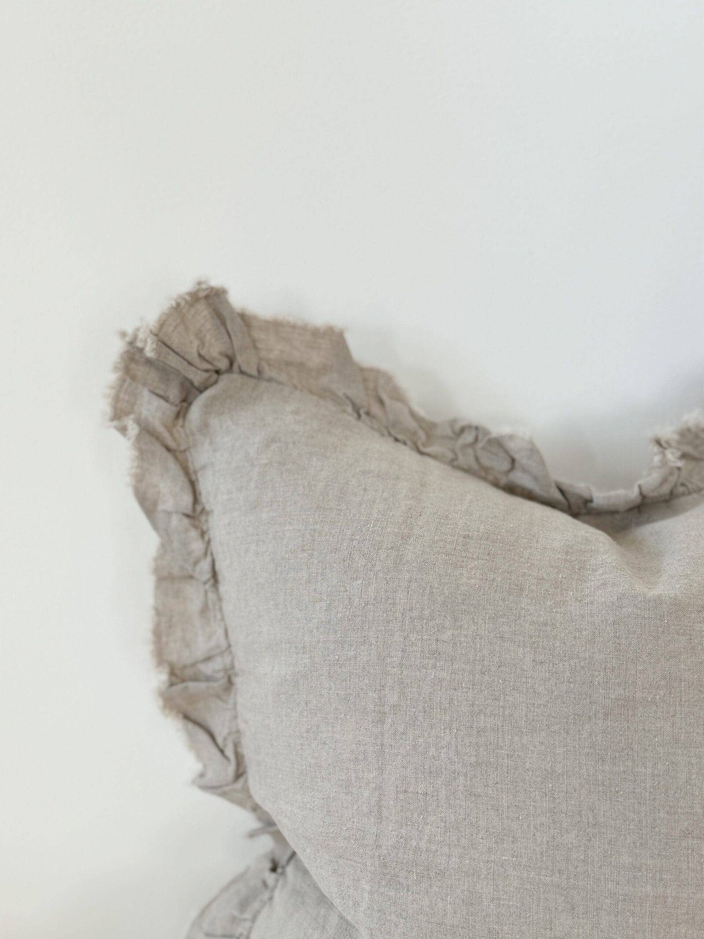 Hallie Ruffled Linen Cushion Cover – Natural 65x65cm