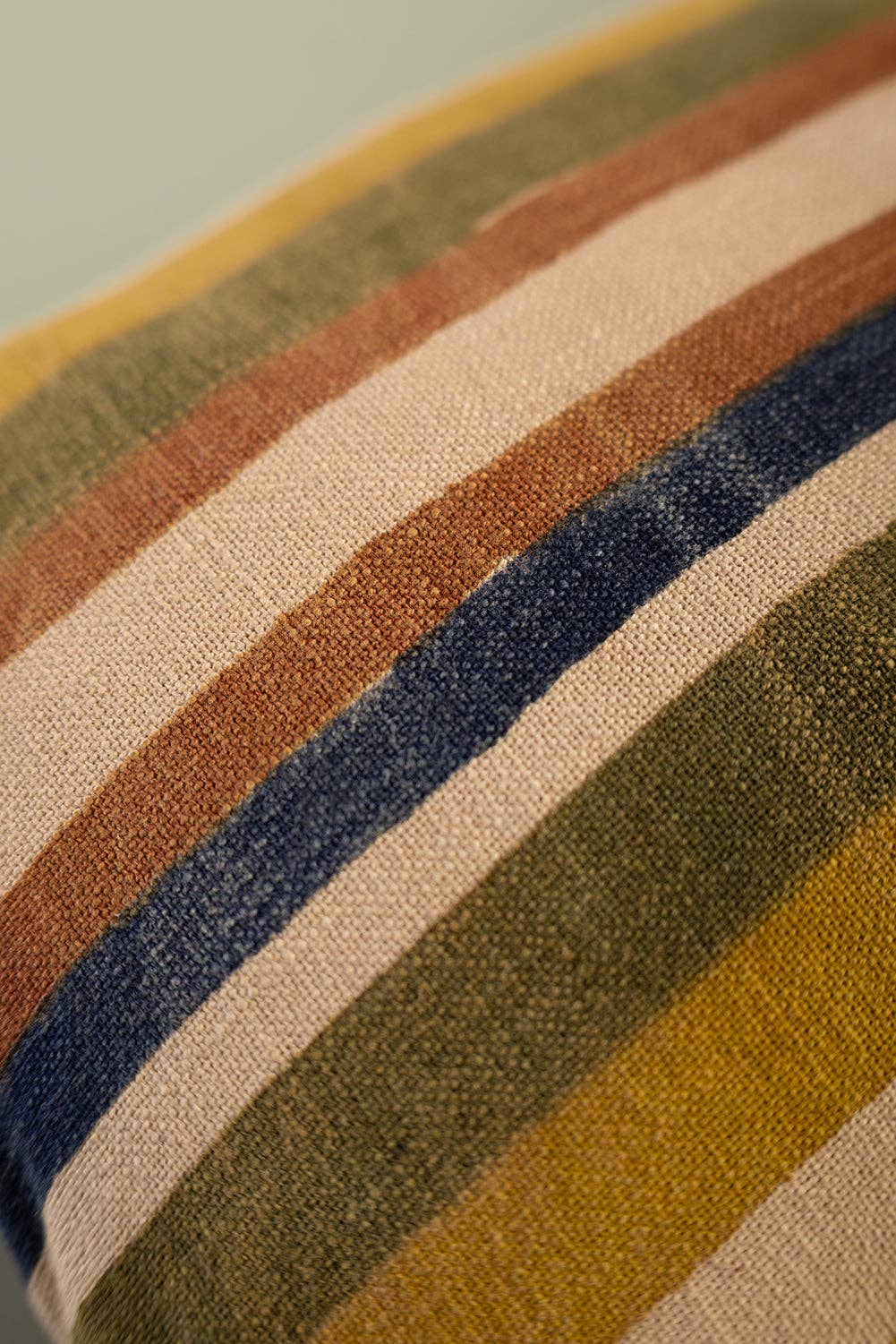 Clay Stripe Block Print Cushion Cover: Feather Inner