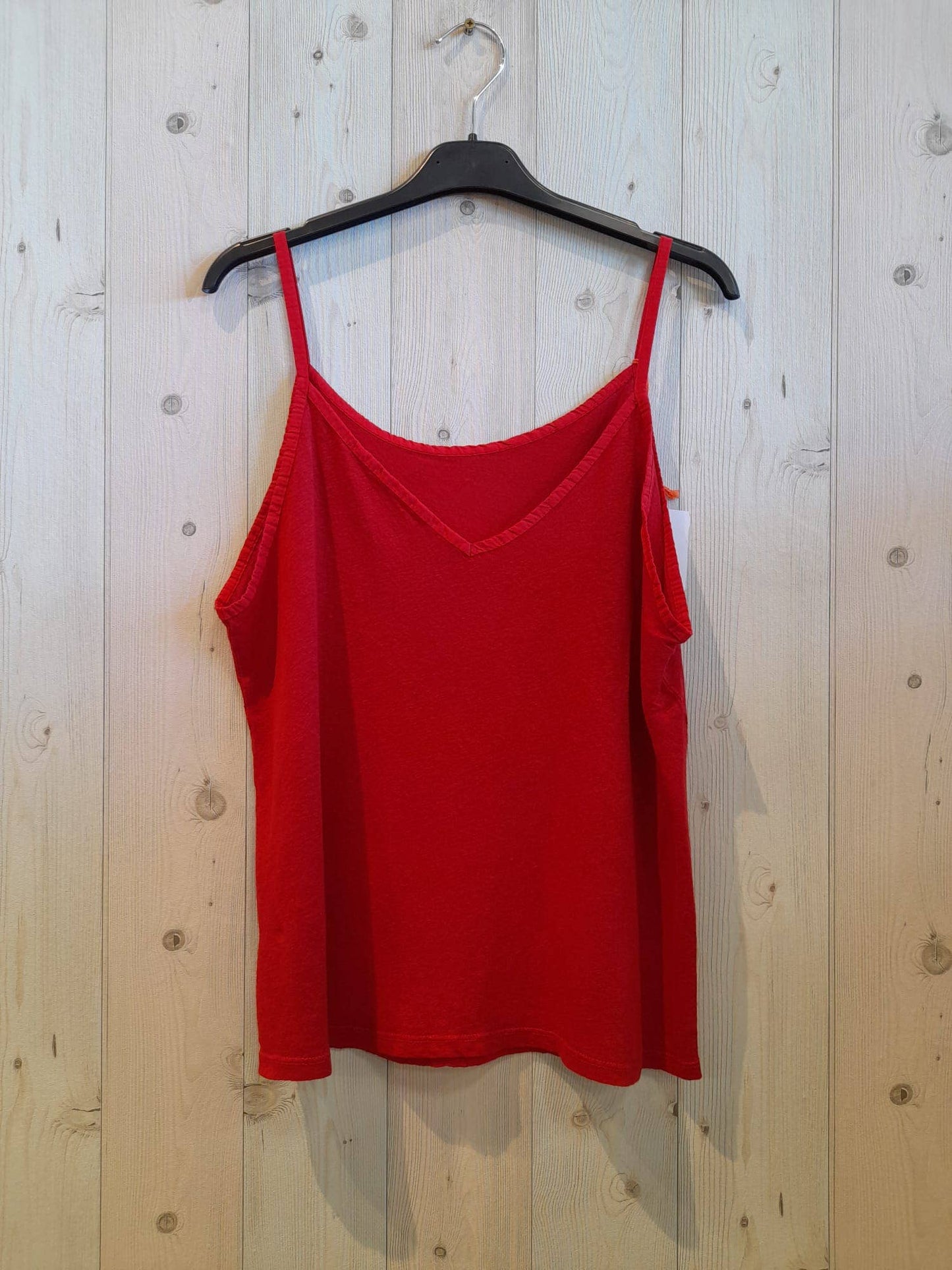 REF 14893 100% LINEN T-SHIRT WITH THIN STRAPS: CAMEL