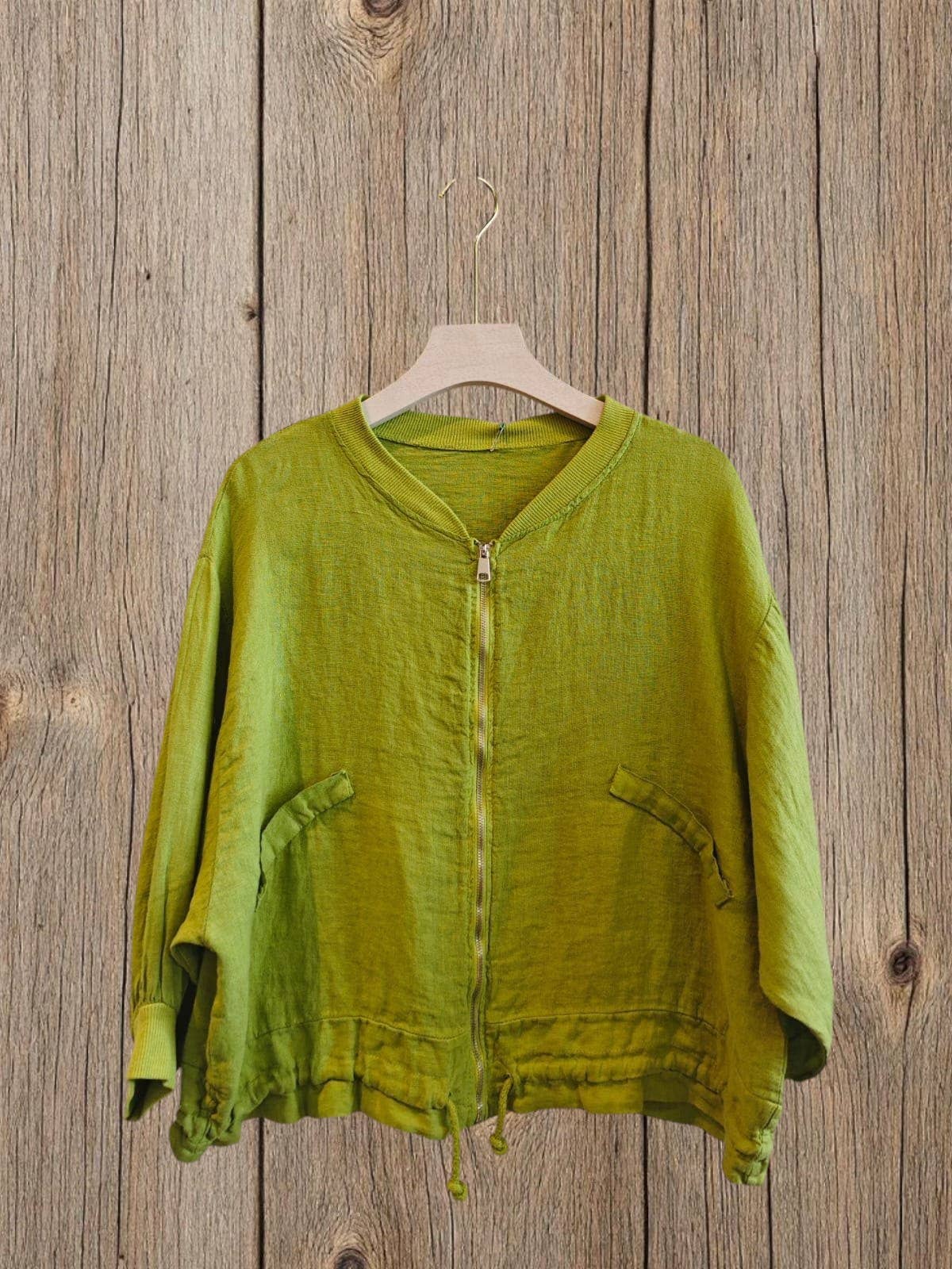 Ref-17422 100% LINEN BOMBER: ROJO VIVO