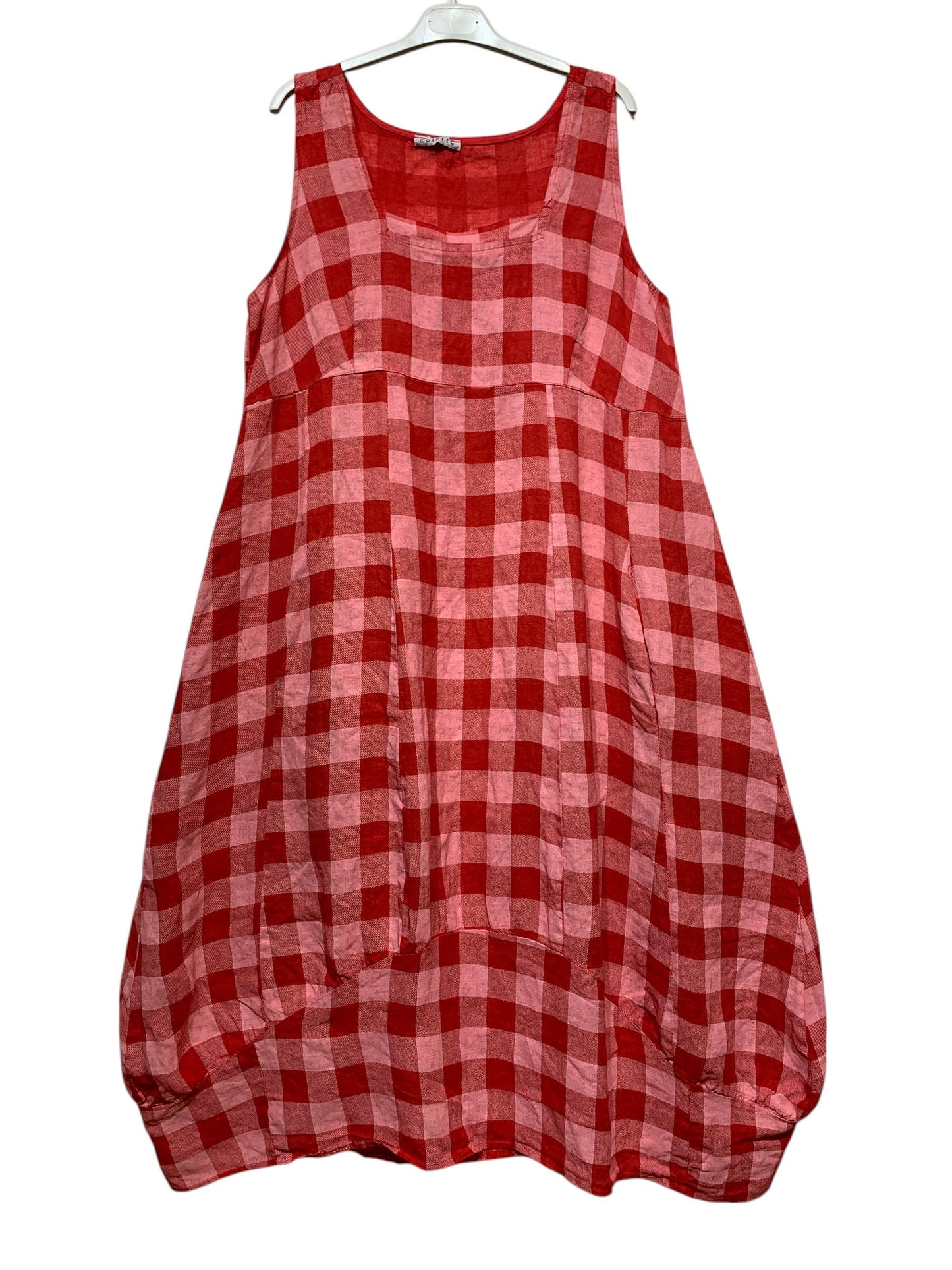 322 LINEN DRESS WITH VICHY CHECKS: MOLE