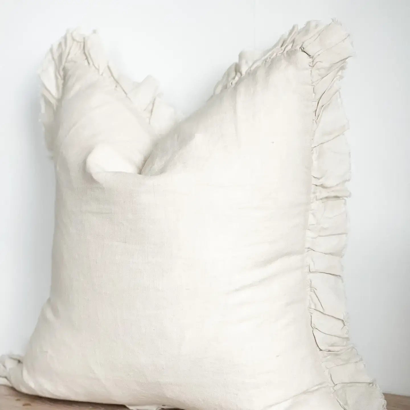 Hallie Cream Ruffle Edge Cushion Cover 65x65cm
