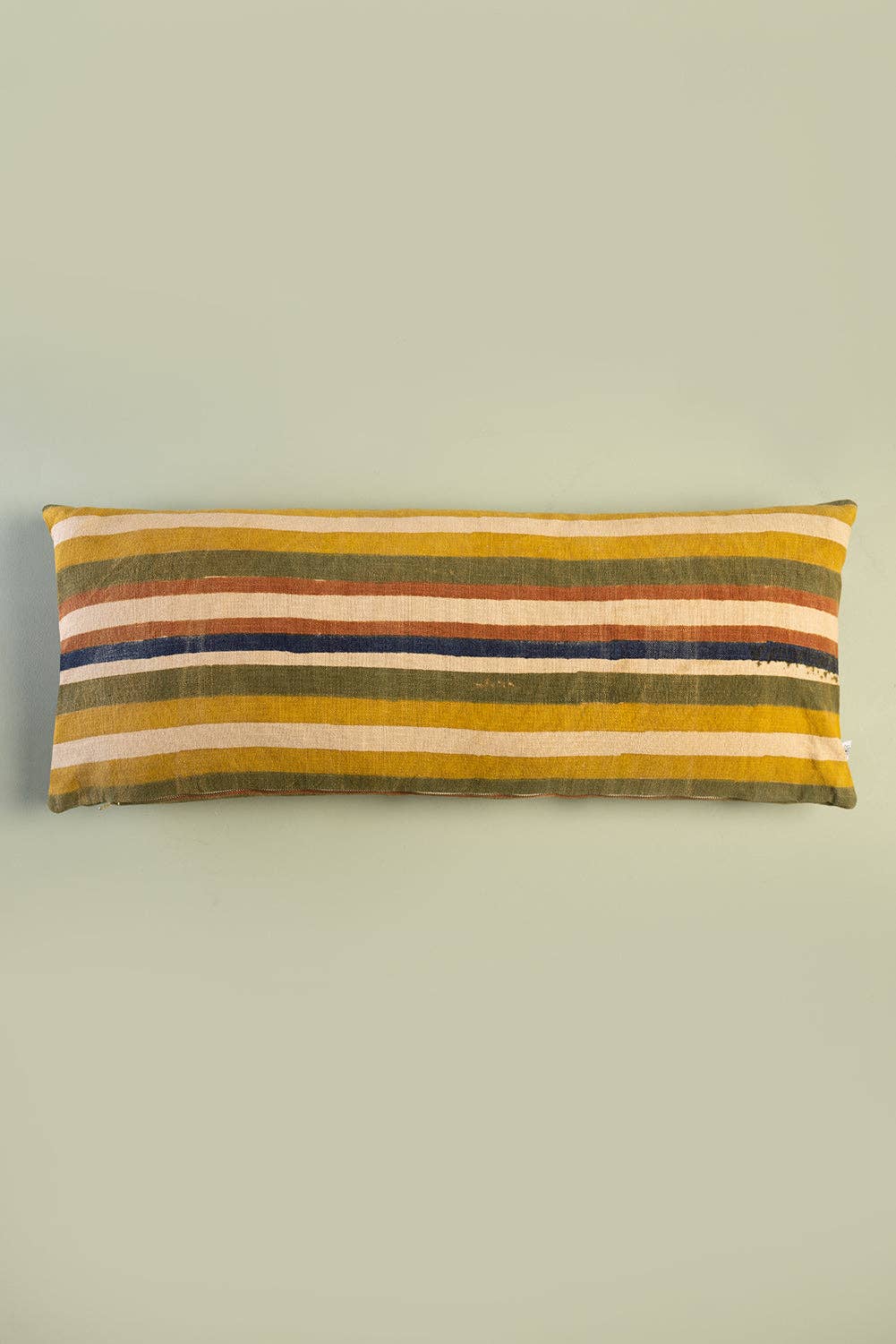 Clay Stripe Block Print Cushion Cover: Feather Inner