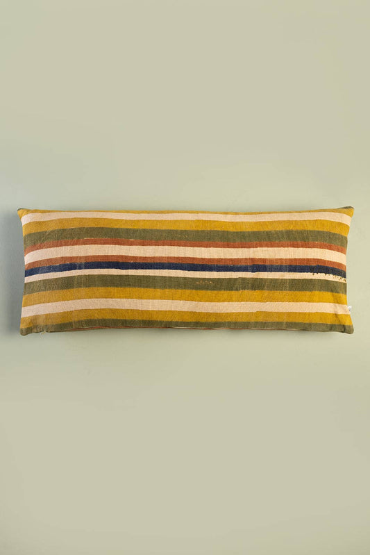 Clay Stripe Block Print Cushion Cover: Feather Inner