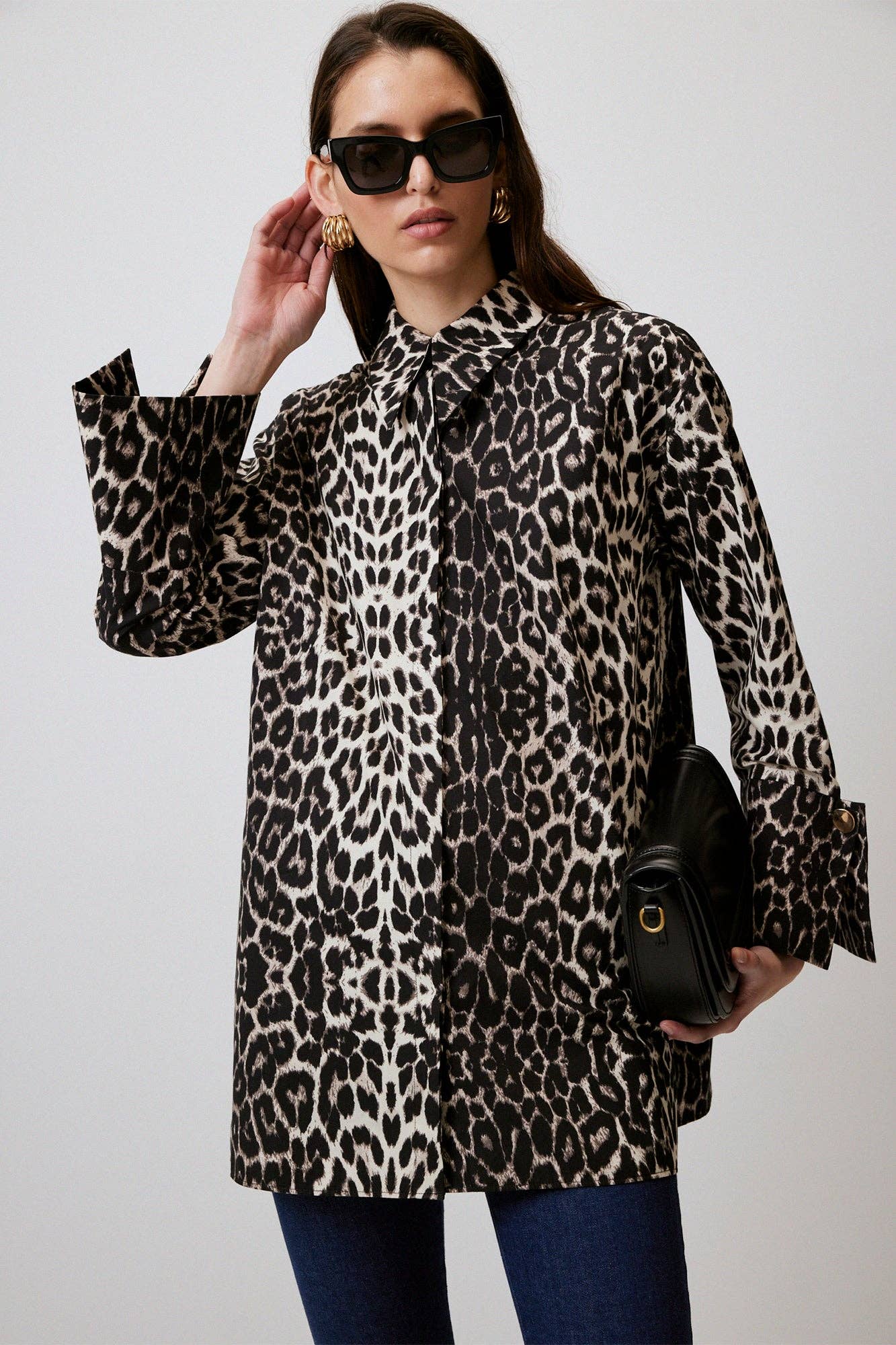 PATTERNED SHIRT WITH WIDE CUFFS: Patterned / S