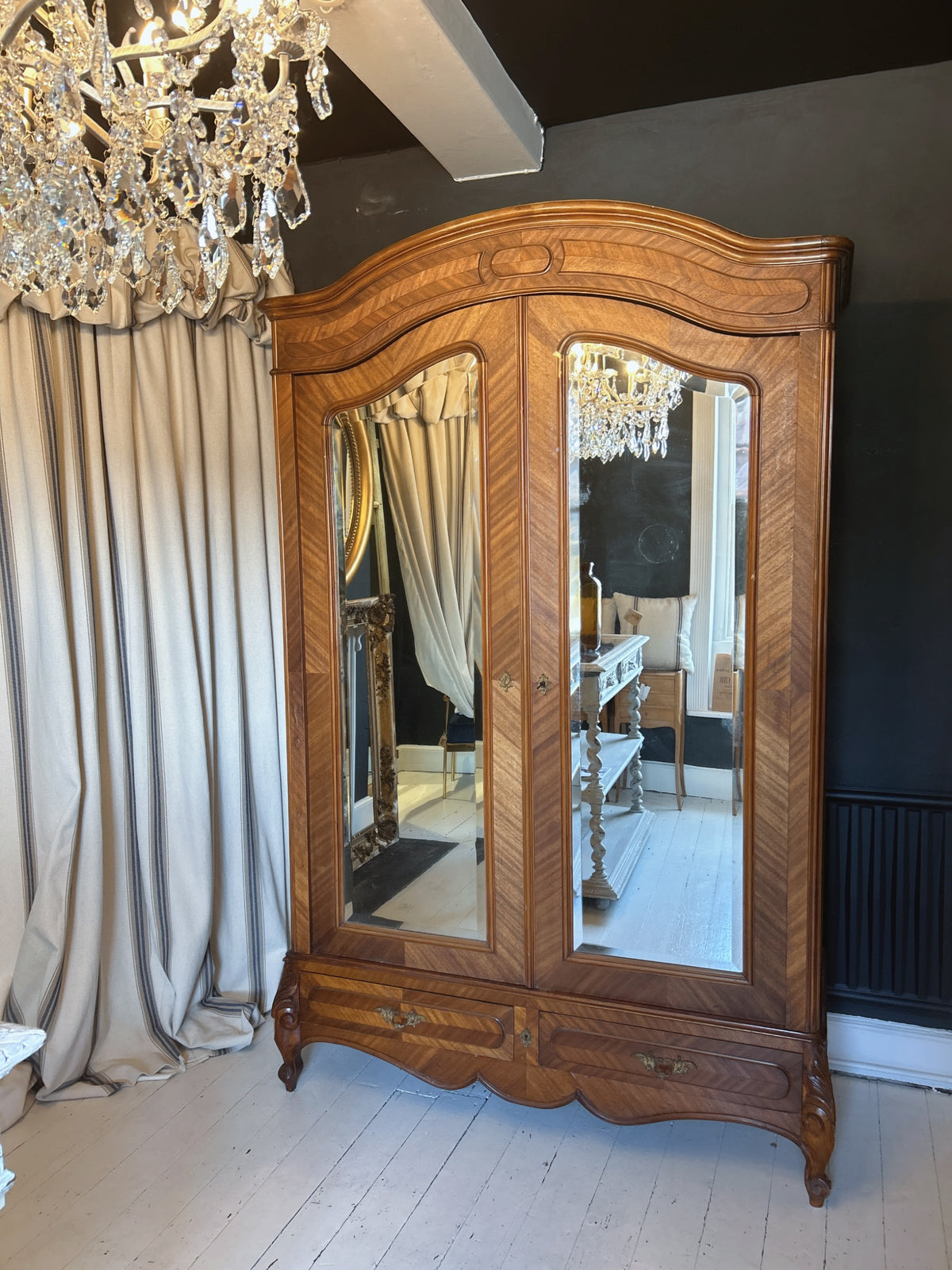 French Antique Mirrored Armoire