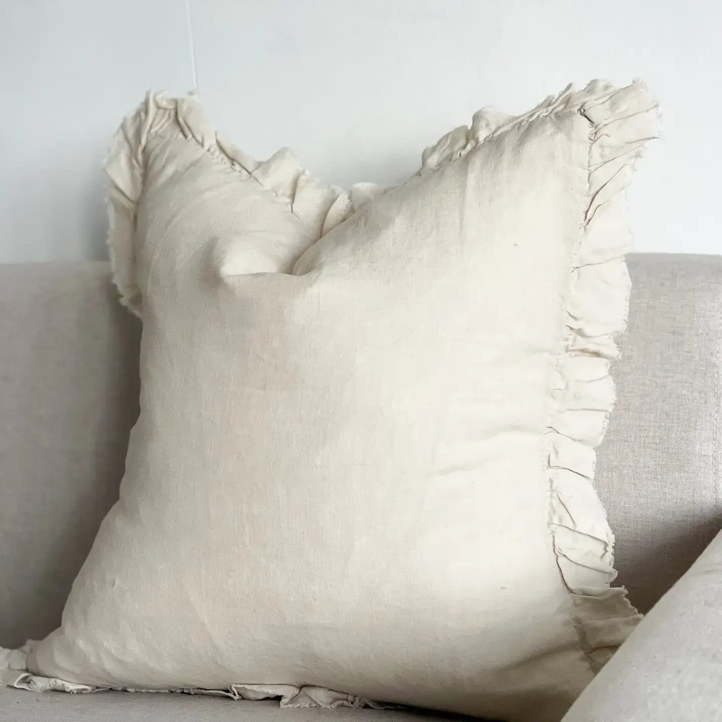 Hallie Cream Ruffle Edge Cushion Cover 65x65cm