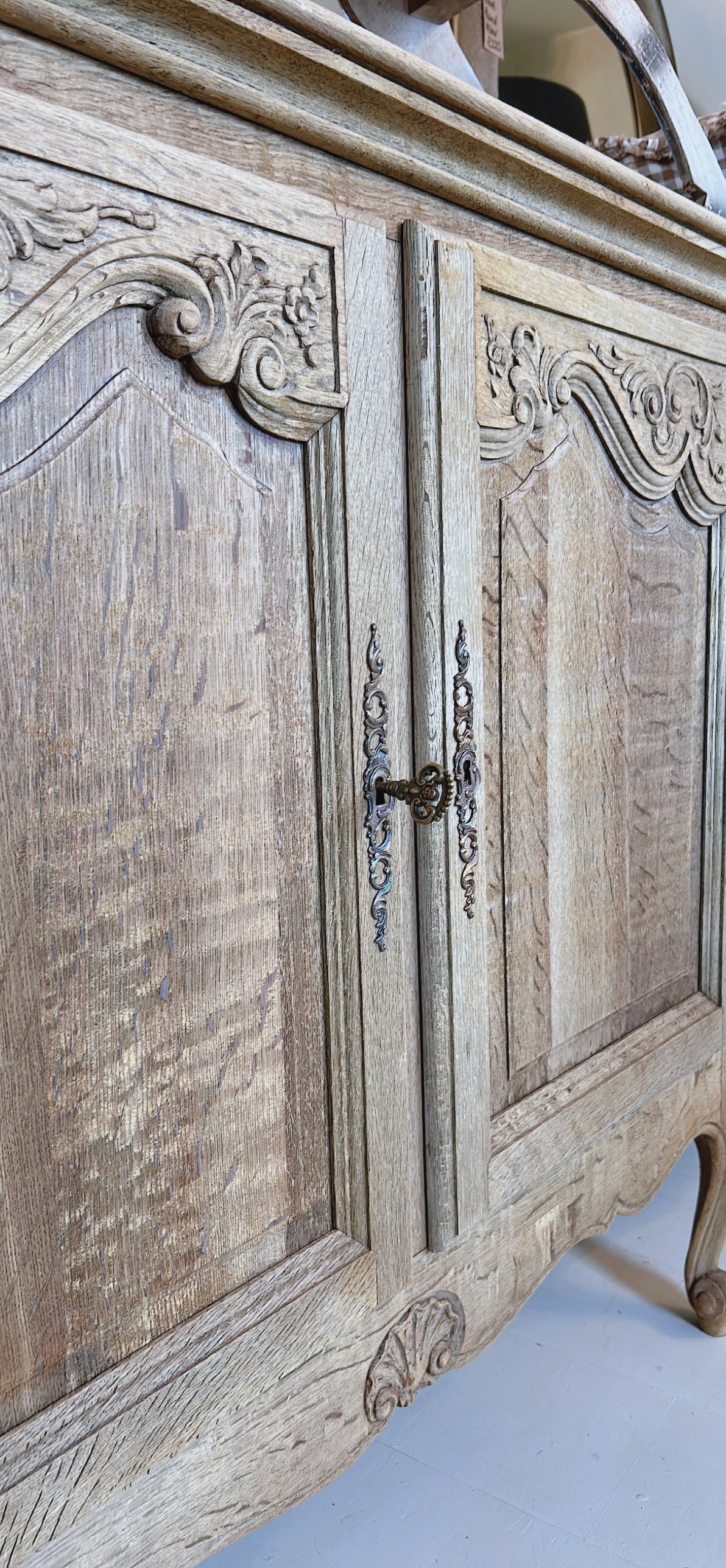 Large vintage french oak sideboard buffet raw oak