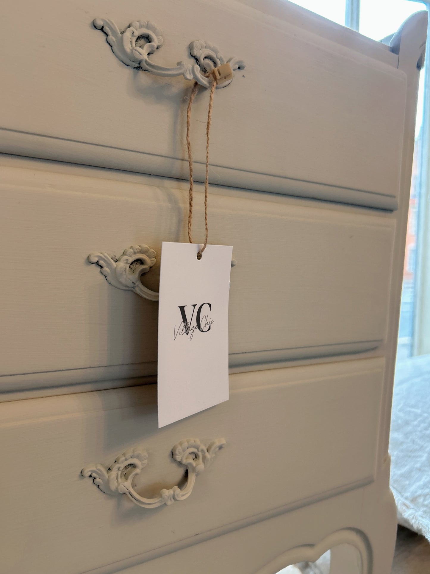 Pair of painted french vintage bedside tables