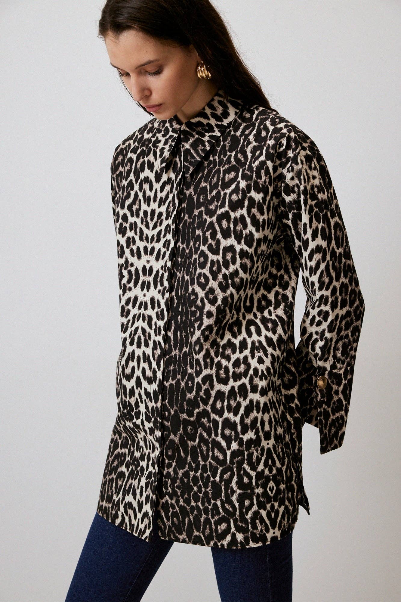 PATTERNED SHIRT WITH WIDE CUFFS: Patterned / S