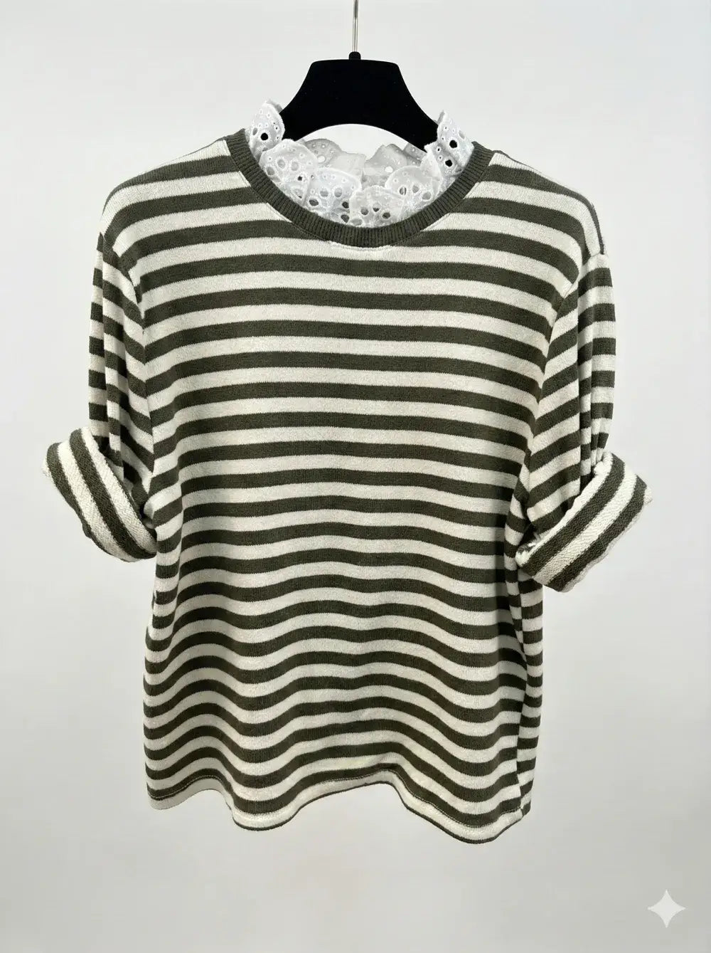 Top with English Embroidery Collar: Chocolate