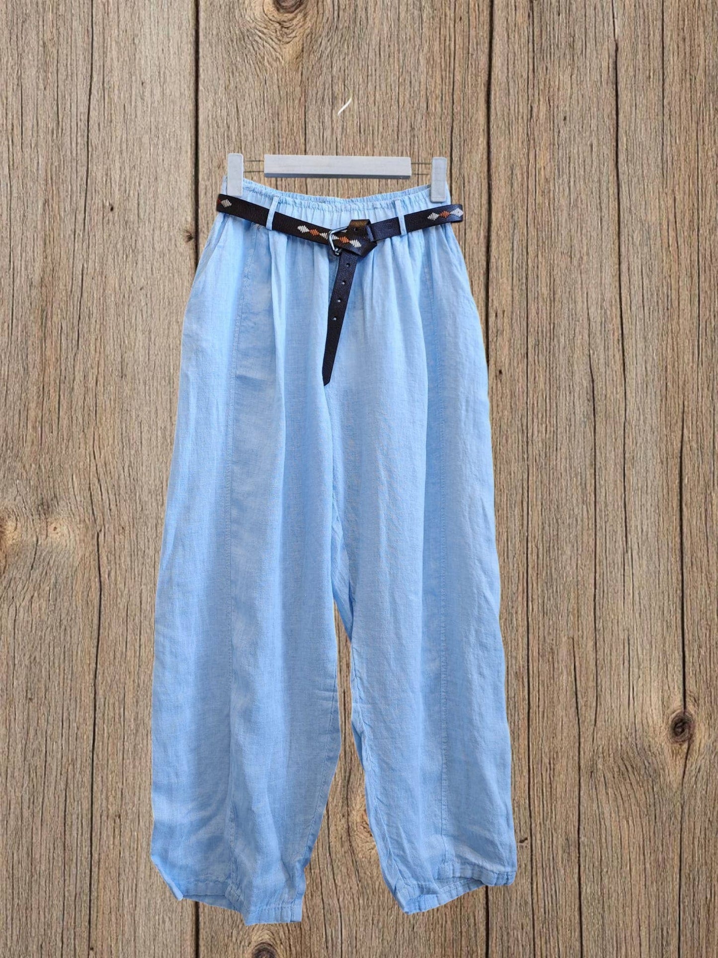 Ref-825198 BELTED PANTS 100% LINEN: Beis