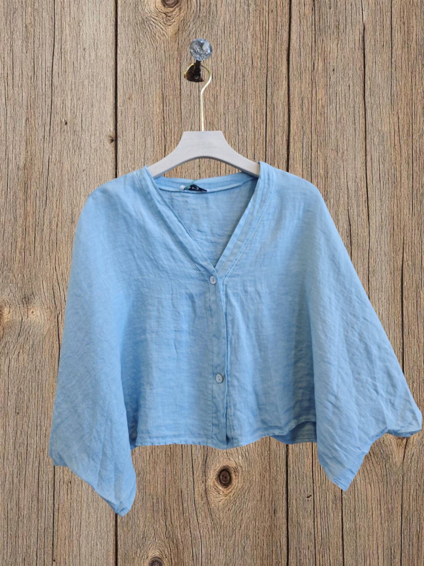 Ref-11870 SHORT LINEN BLOUSE 100%: Blank
