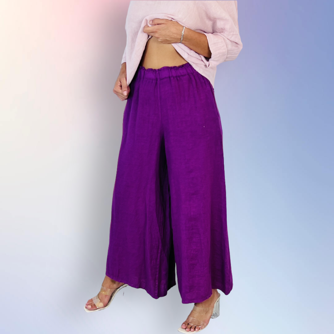 Ref-2342 100% LINEN PANTS: BLACK