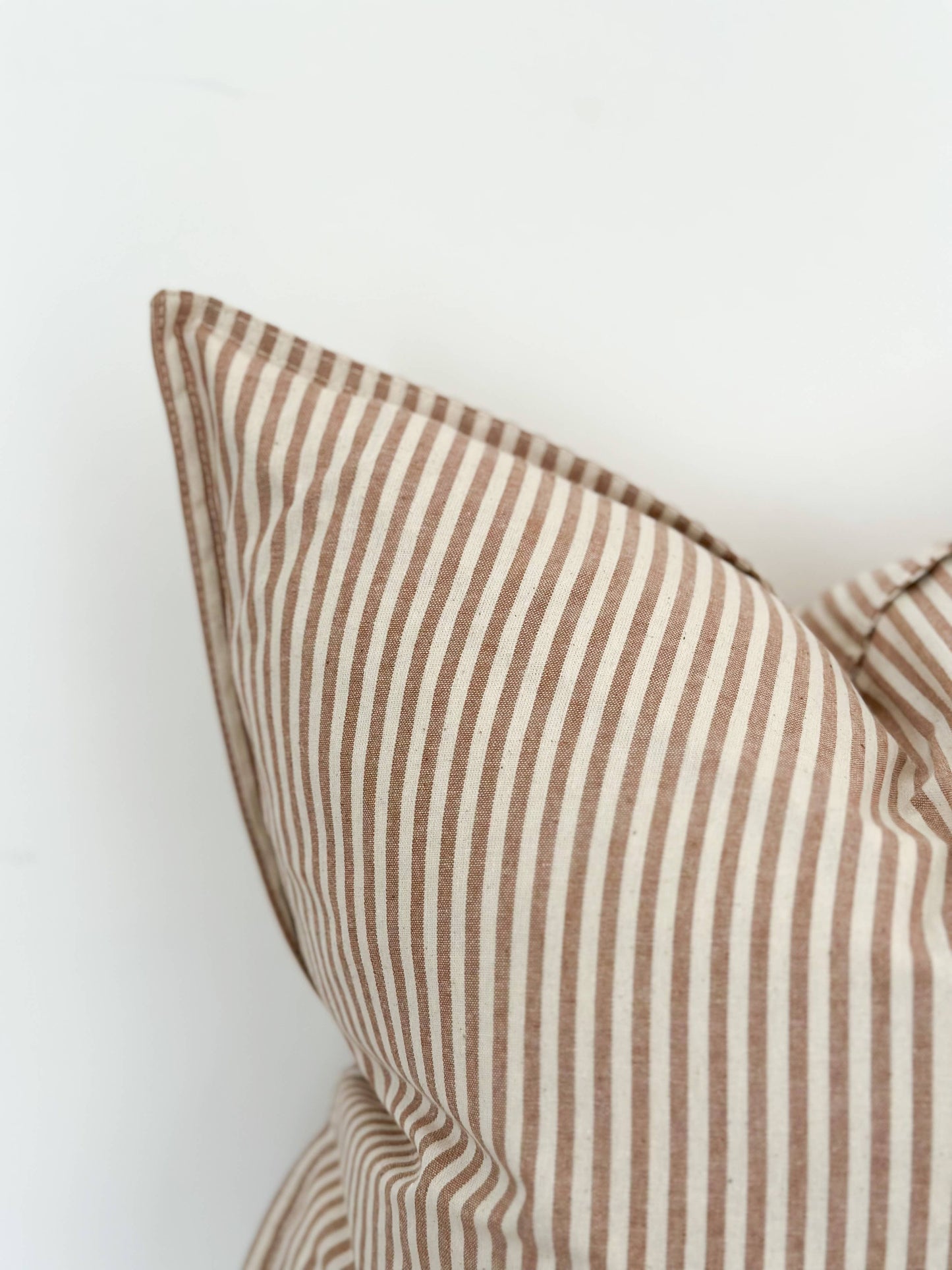 Darcy Cotton Cushion Cover – Thin Brown Stripe: 45 x 45 cm