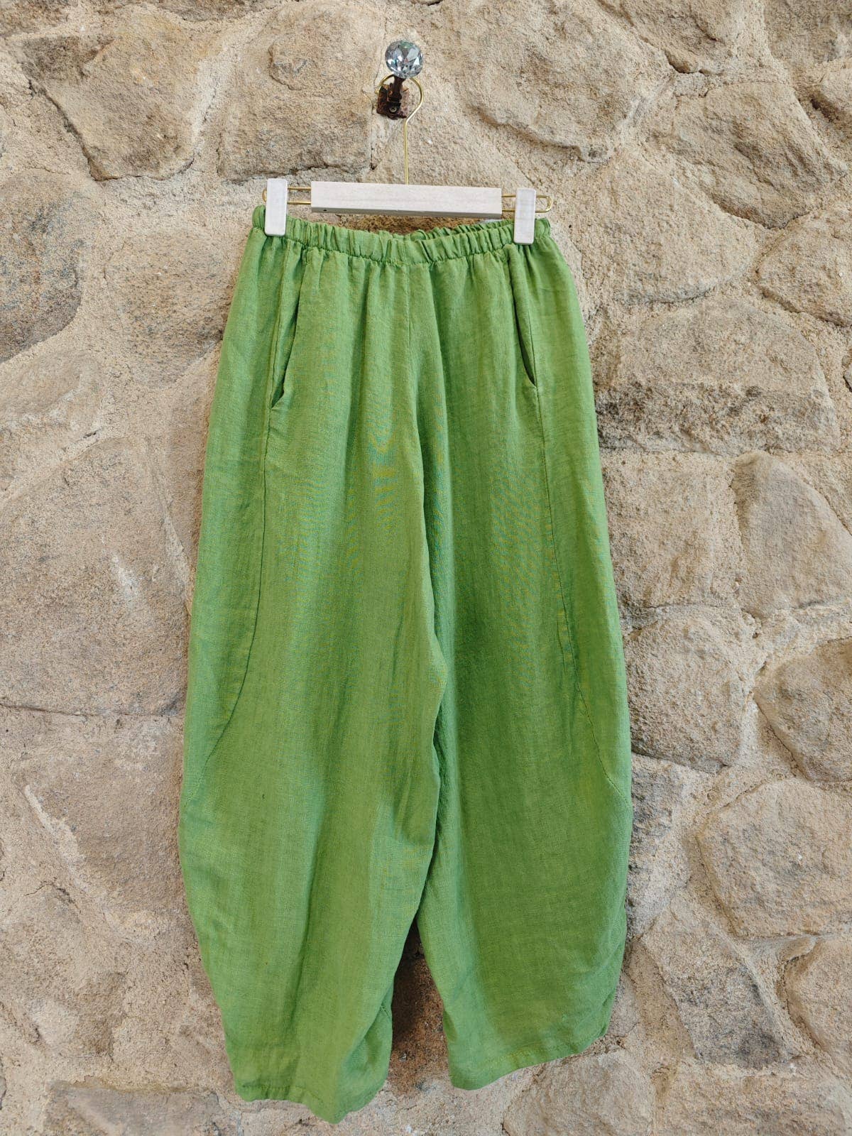 Ref-41482 BALLOON-STYLE PANTS 100% LINEN: Rosa
